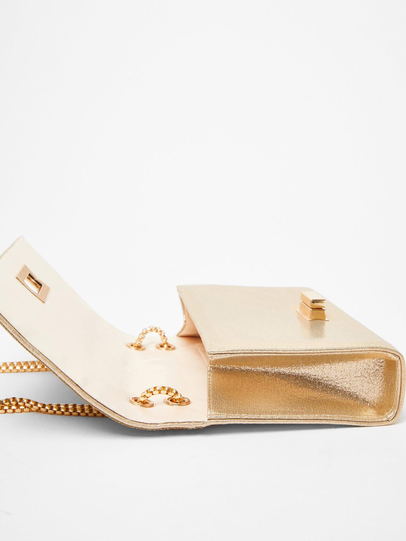 Image 4 of 4 of Quiz Gold Diamante Crossbody Bag