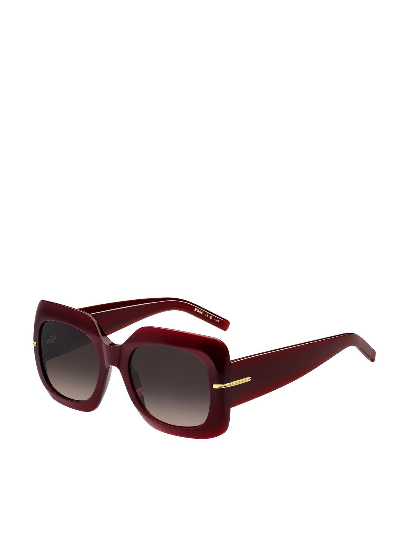 undefined Oversized Acetate Frame Sunglasses - Burgundy