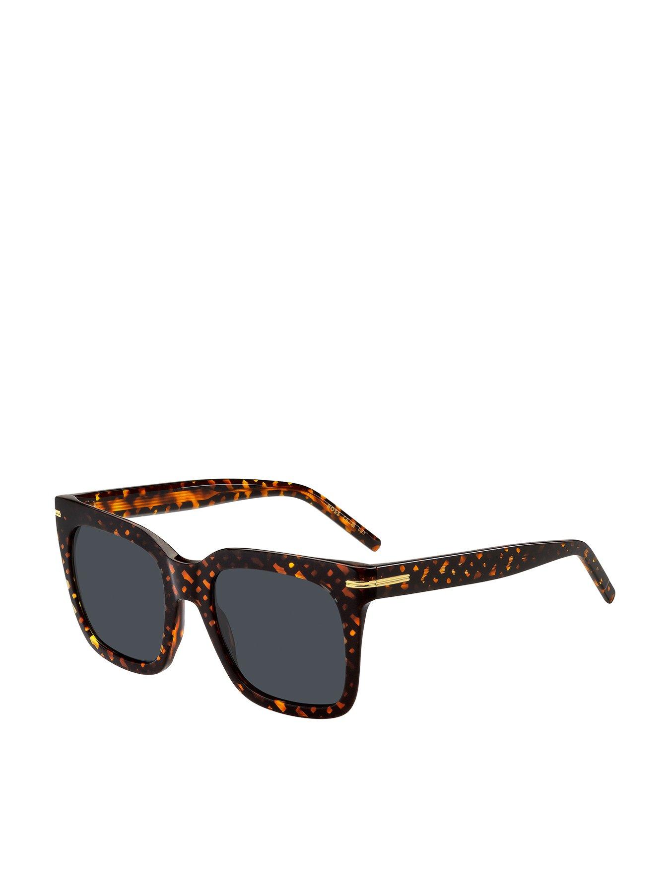 undefined All Over Logo Acetate Frame Sunglasses - Brown