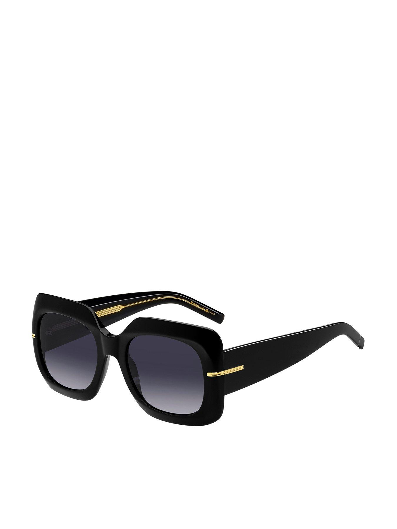 Image 1 of 4 of BOSS Oversized Acetate Frame Sunglasses - Black