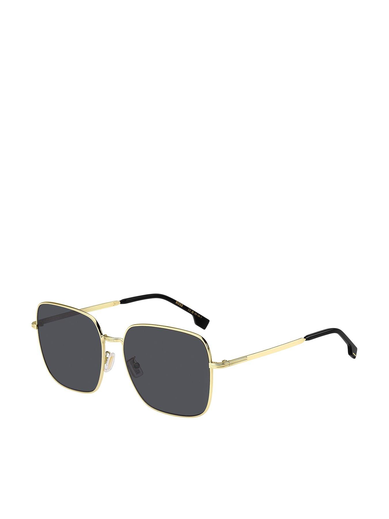 undefined Square Metal Aviator Sunglasses - Black
