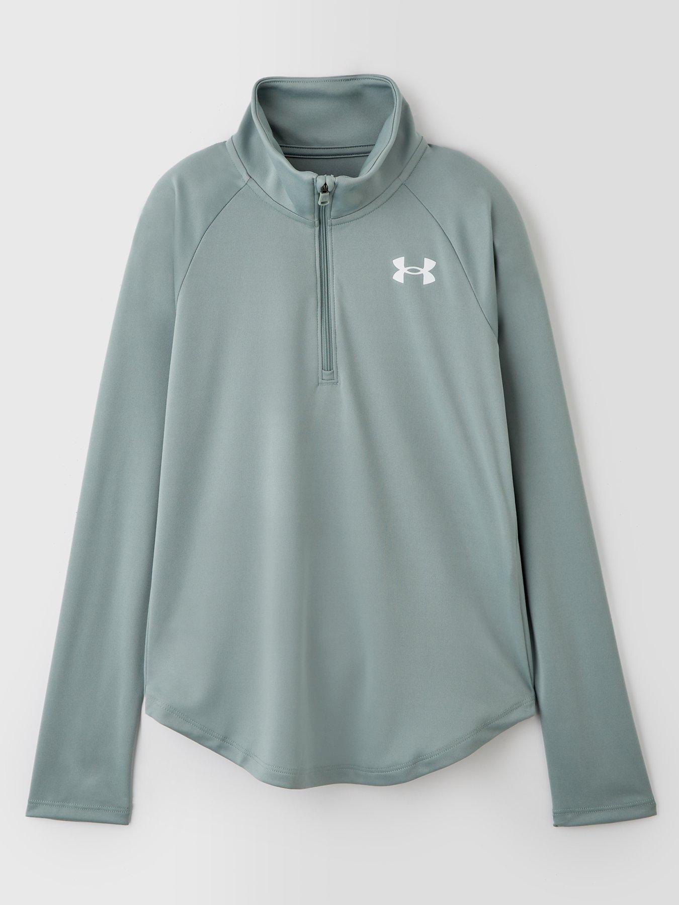 undefined Junior Girls Training Tech Graphic 1/2 Zip Top - Green