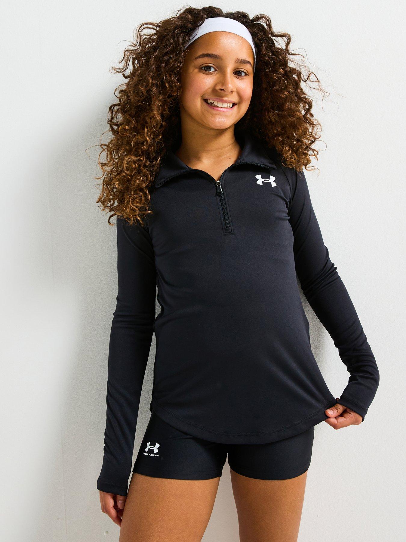 undefined Junior Girls Training Tech Graphic 1/2 Zip Top - Black