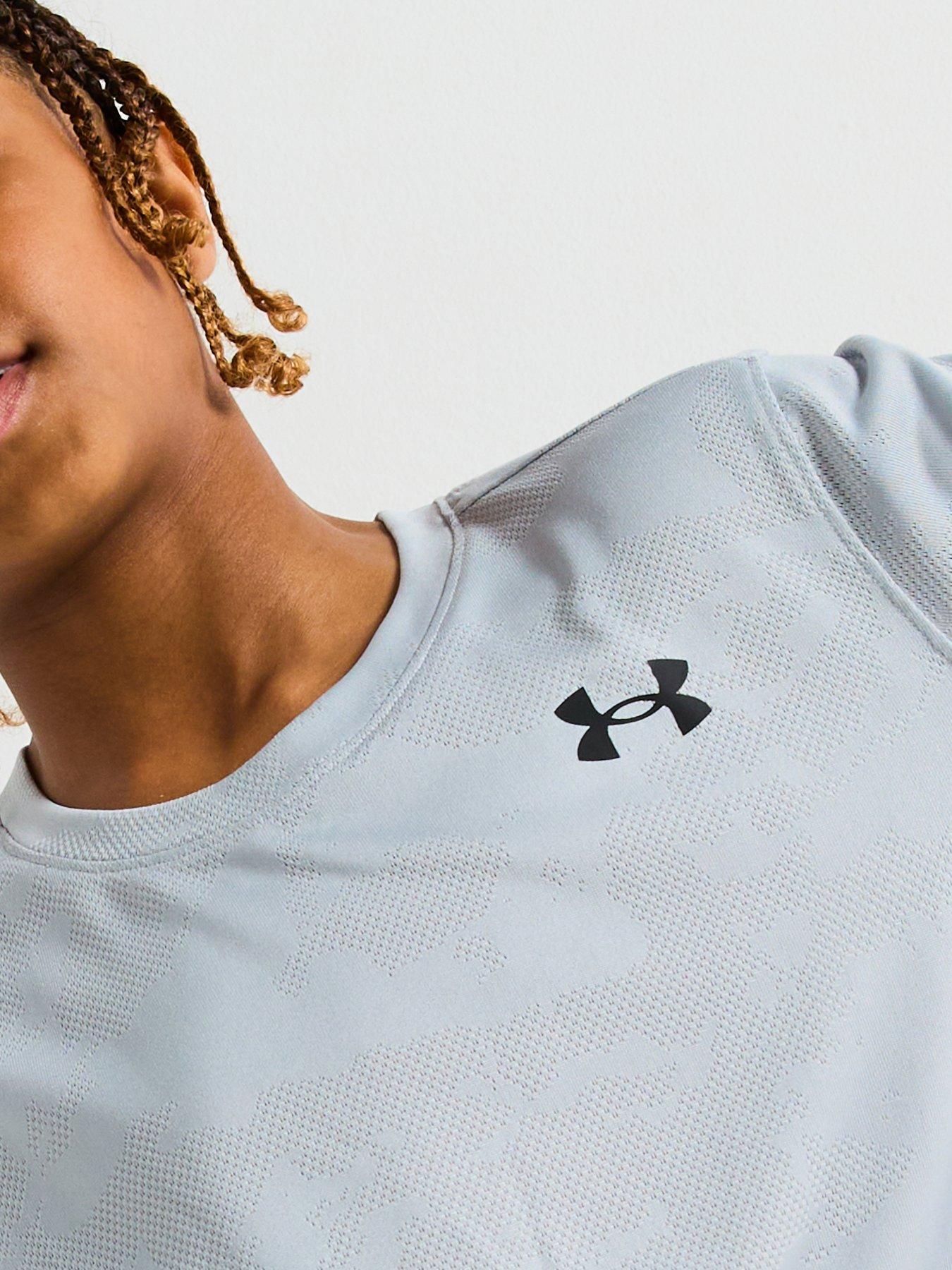 Image 4 of 4 of UNDER ARMOUR Junior Boys Training Tech Vent Jacquard T-Shirt - Grey