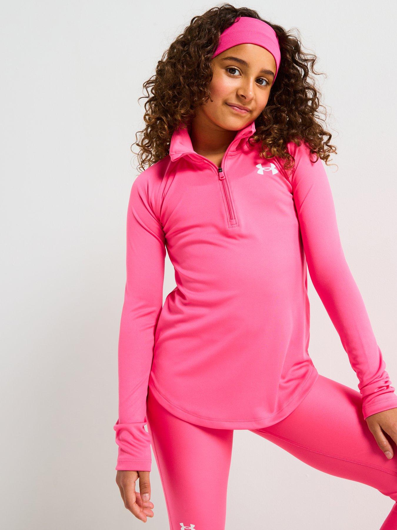 undefined Junior Girls Training Tech Graphic 1/2 Zip Top - Pink