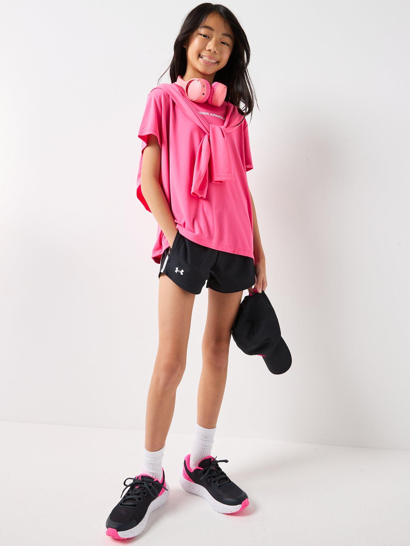 Image 3 of 6 of UNDER ARMOUR Junior Girls Training Tech Play Up Shorts - Black