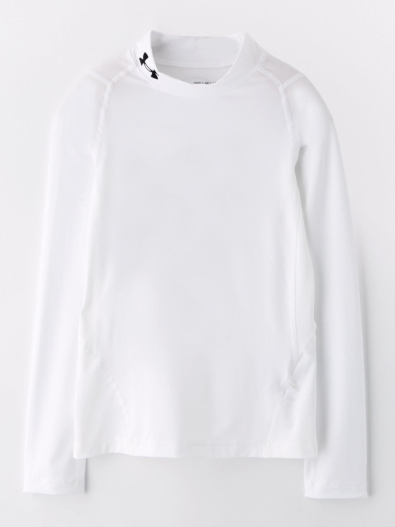 undefined Junior Boys Training Heatgear Mock Long Sleeve Top - White