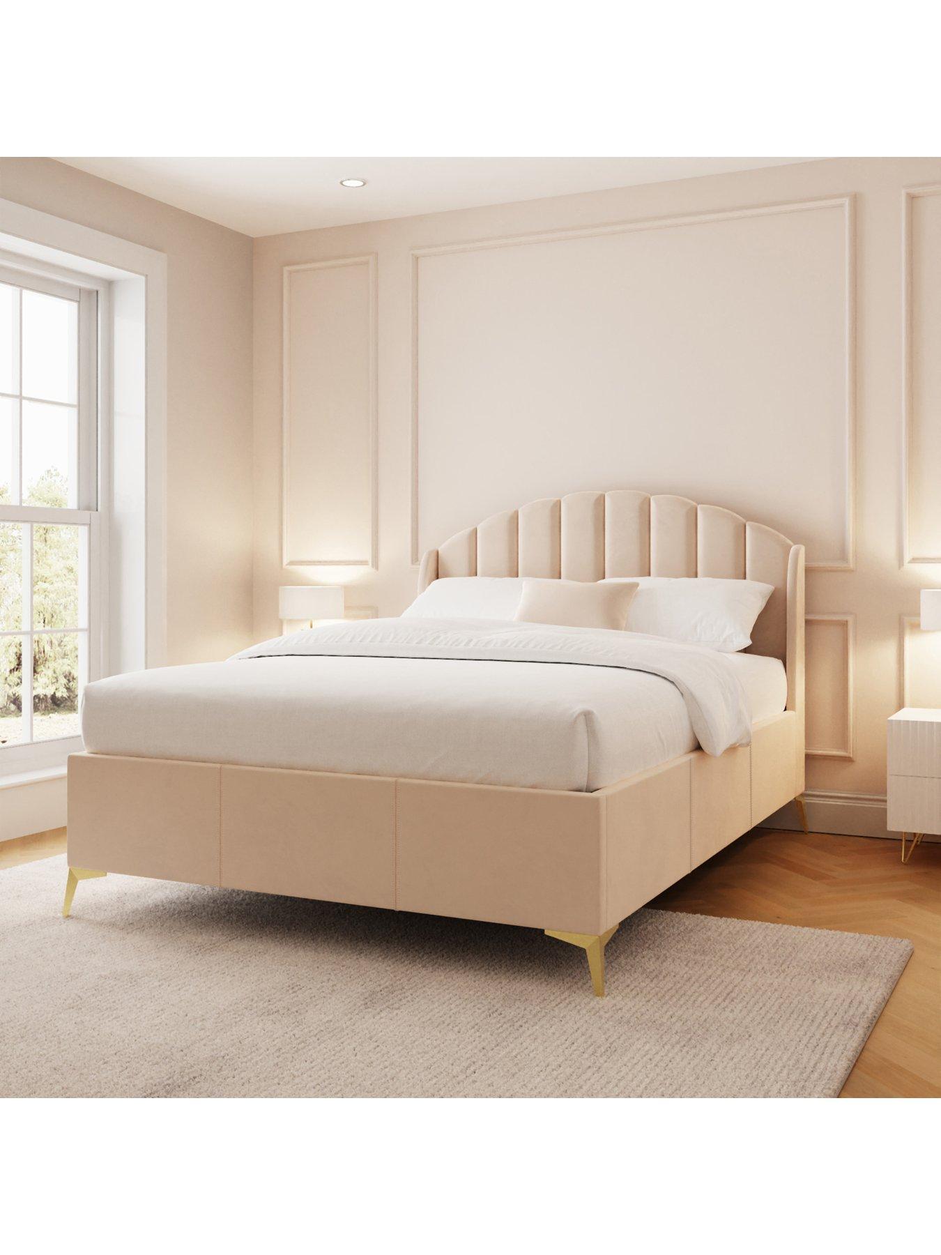 GFW Pettine End Lift Up Ottoman Storage Bed with Sleepycastle Mattress Options (Buy  &  SAVE!) - Cream
