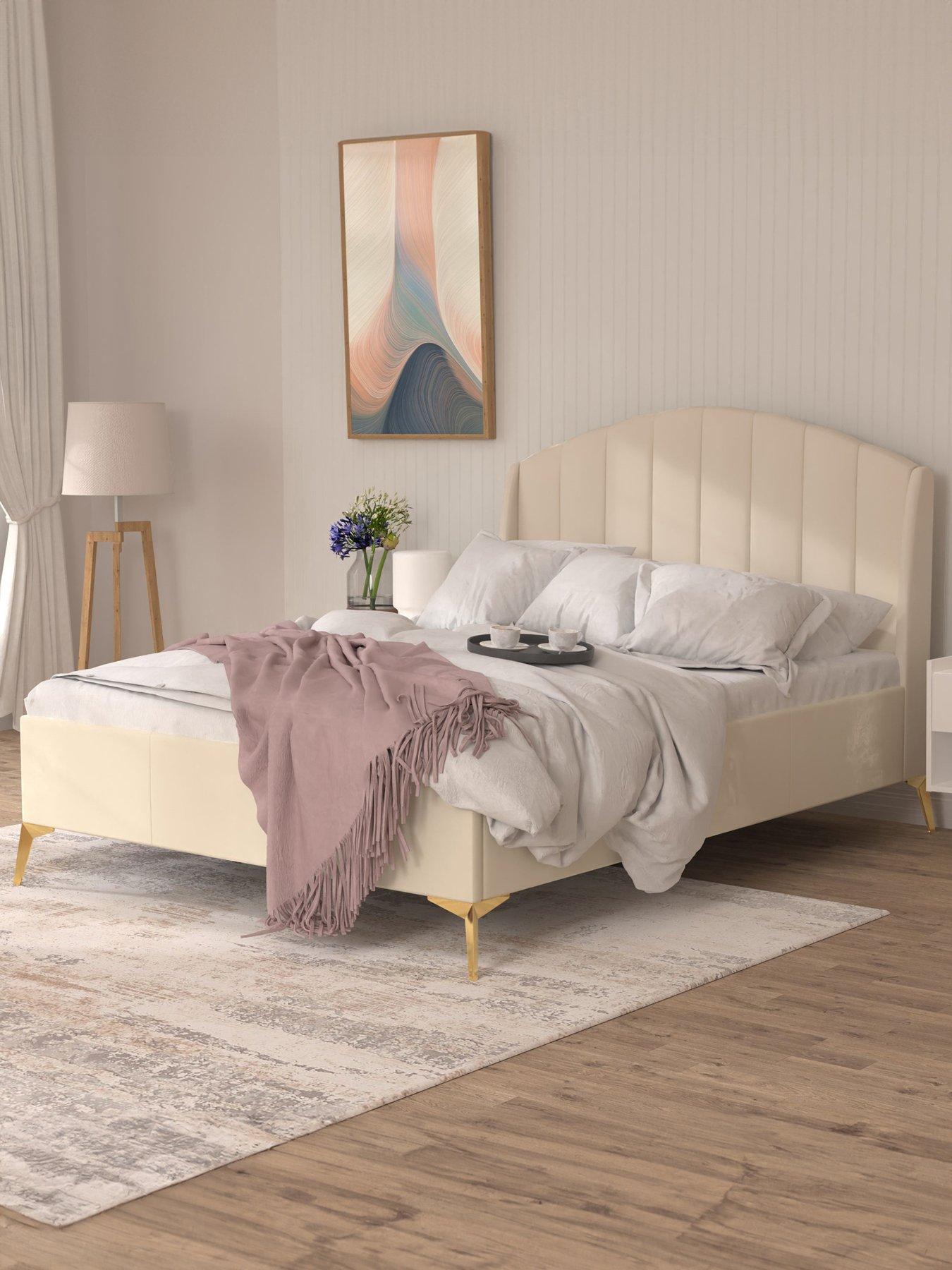 undefined Pettine End Lift Up Ottoman Storage Bed with Sleepycastle Mattress Options (Buy  &  SAVE!) - Cream