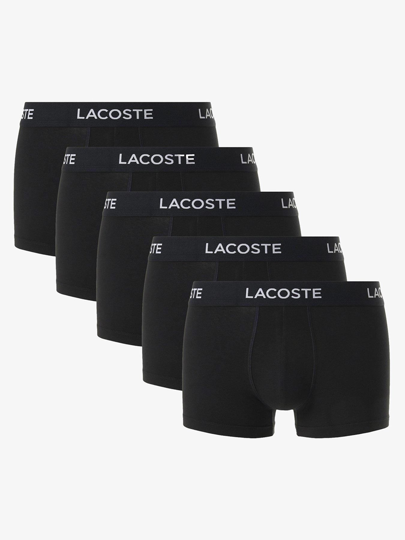 Lacoste 5-Pack Stretch Cotton Logo Waist Trunks - Black