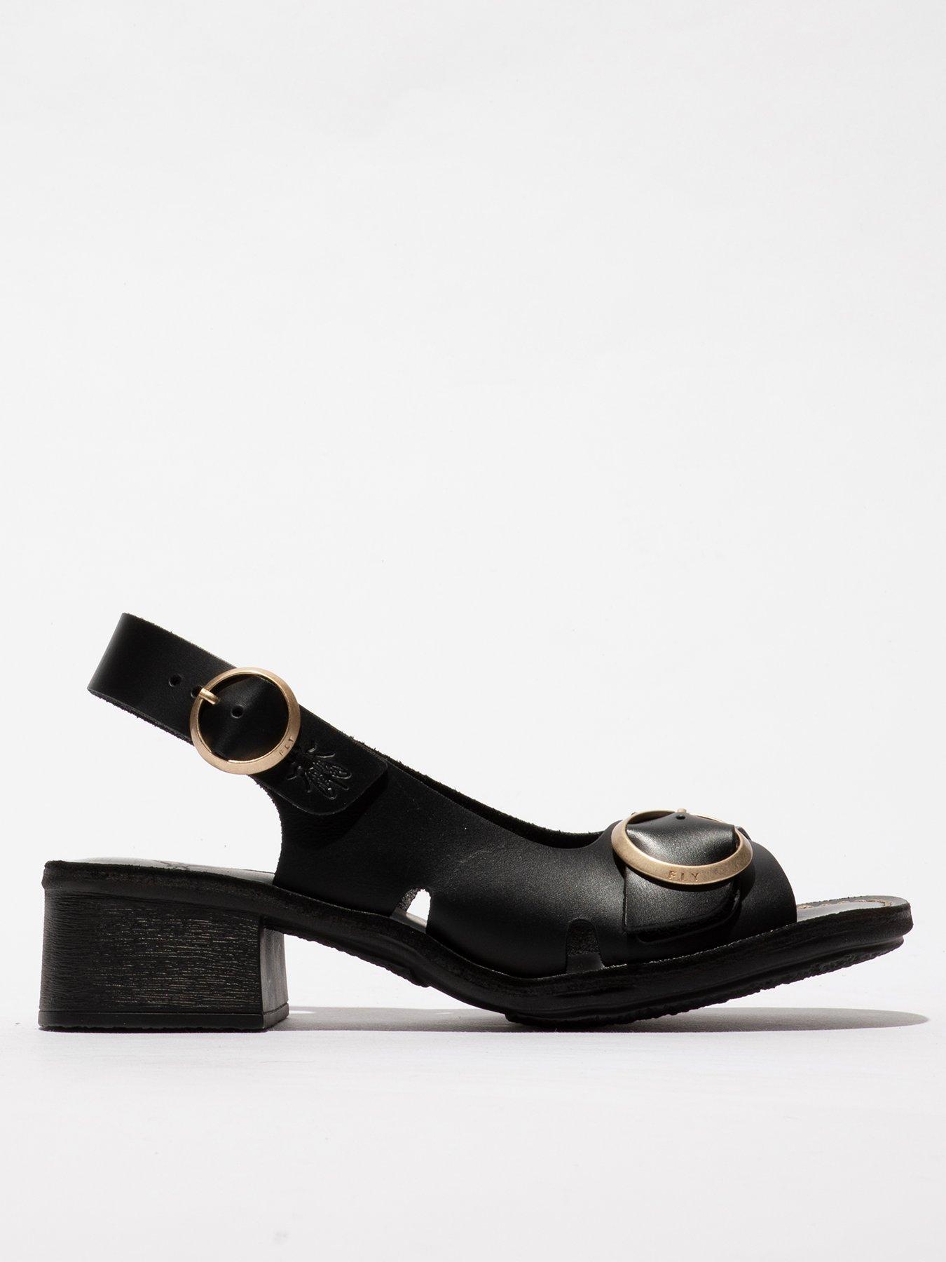 Fly London Edov Buckle Heeled Sandal - Black