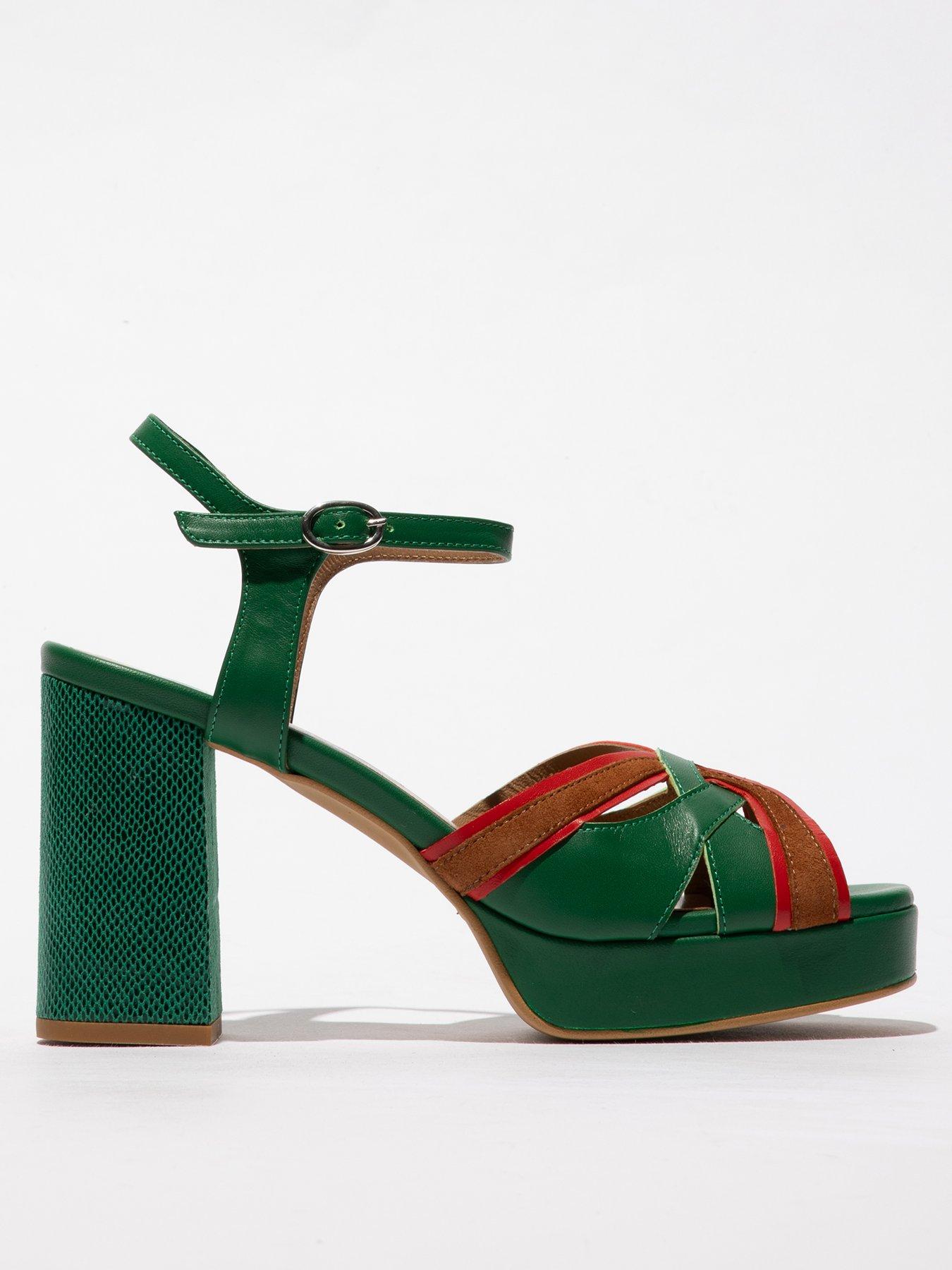 undefined Ezui Platform Heeled Sandal - Green