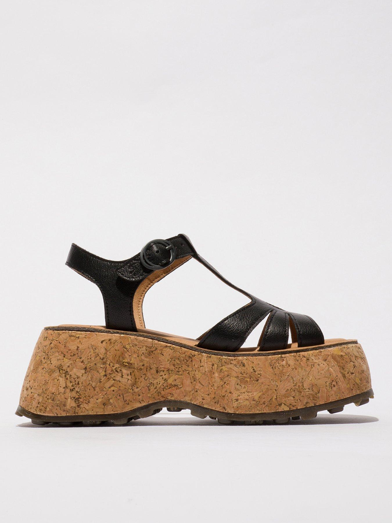 undefined Coil Cork Wedge Sandal - Black