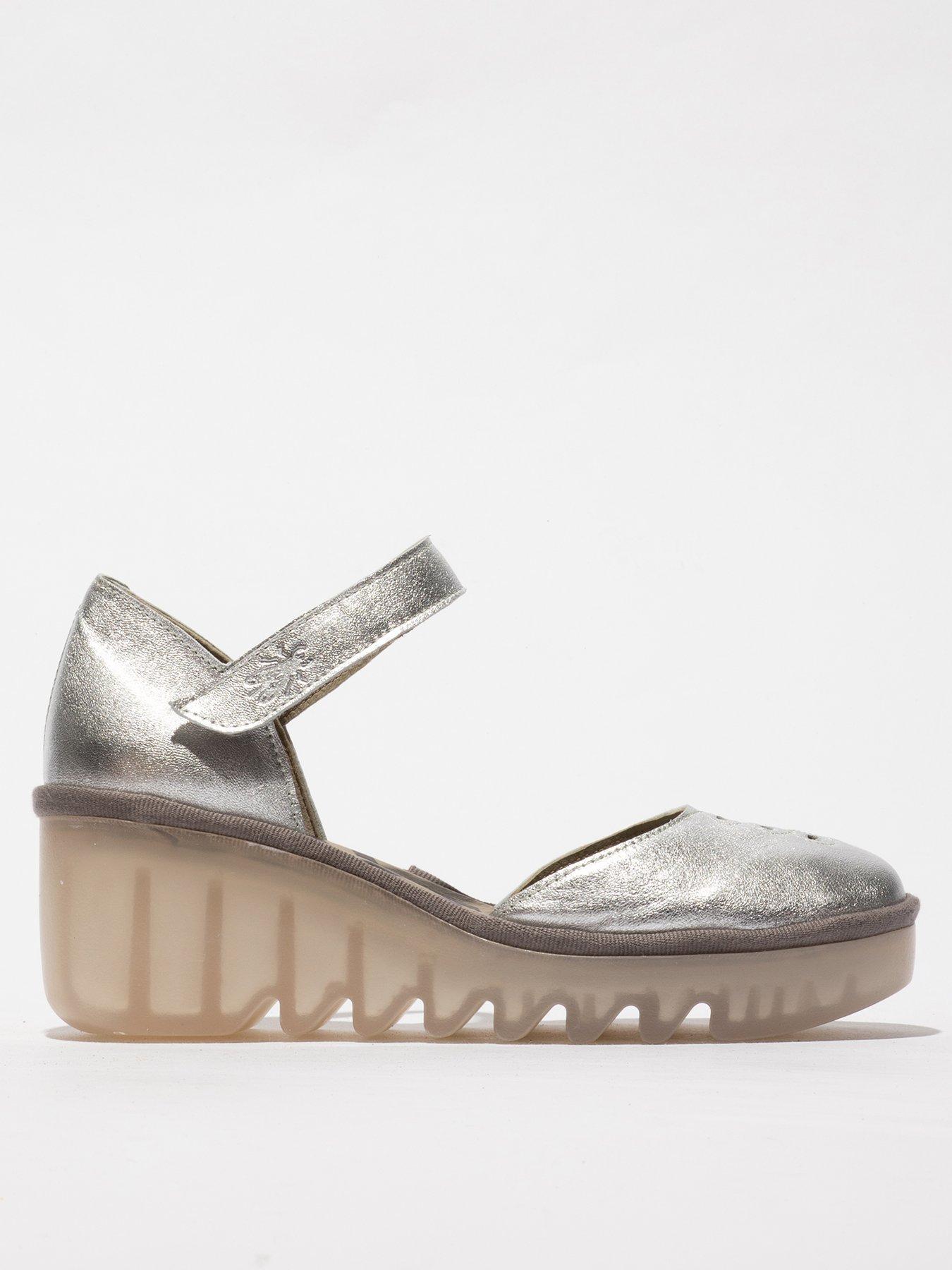 Fly London Biso Round Toe Wedge Shoe - Silver