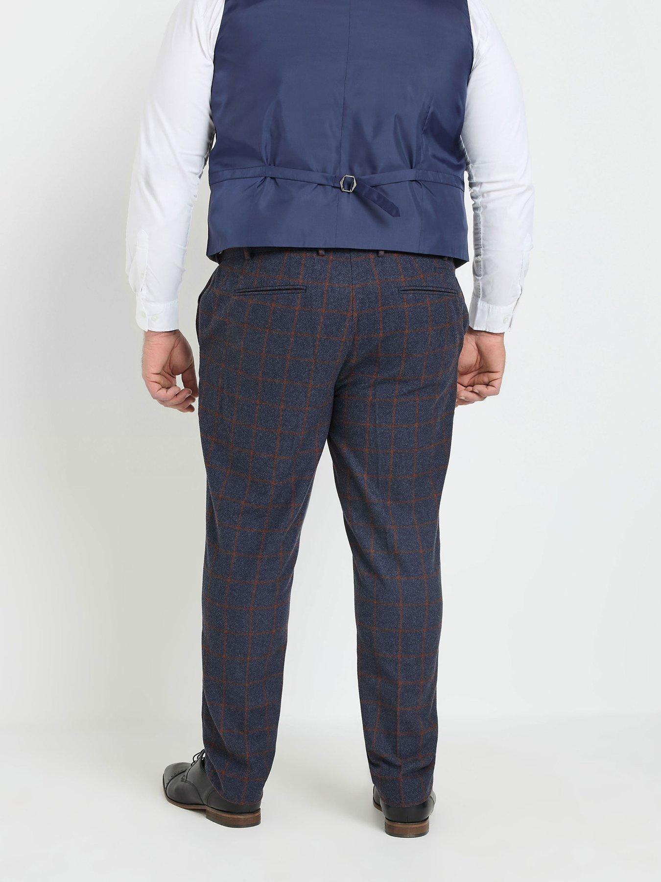 Image 2 of 3 of BadRhino Big &amp; Tall Checked Suit Trousers Regular Length - Blue