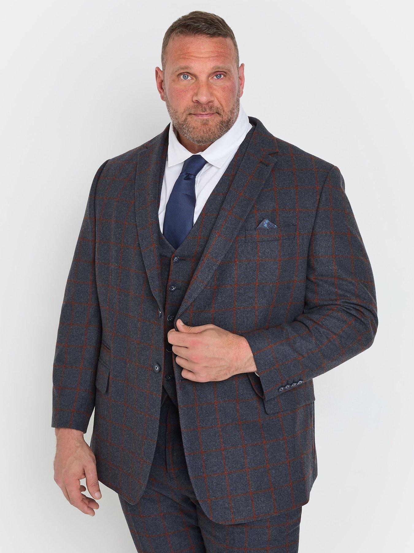 Image 1 of 3 of BadRhino Checked Suit Jacket Short - Blue