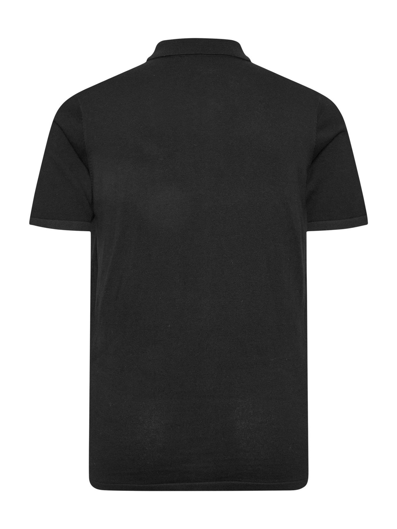 Image 2 of 3 of BadRhino Short Sleeve Knitted Polo Shirt - Black