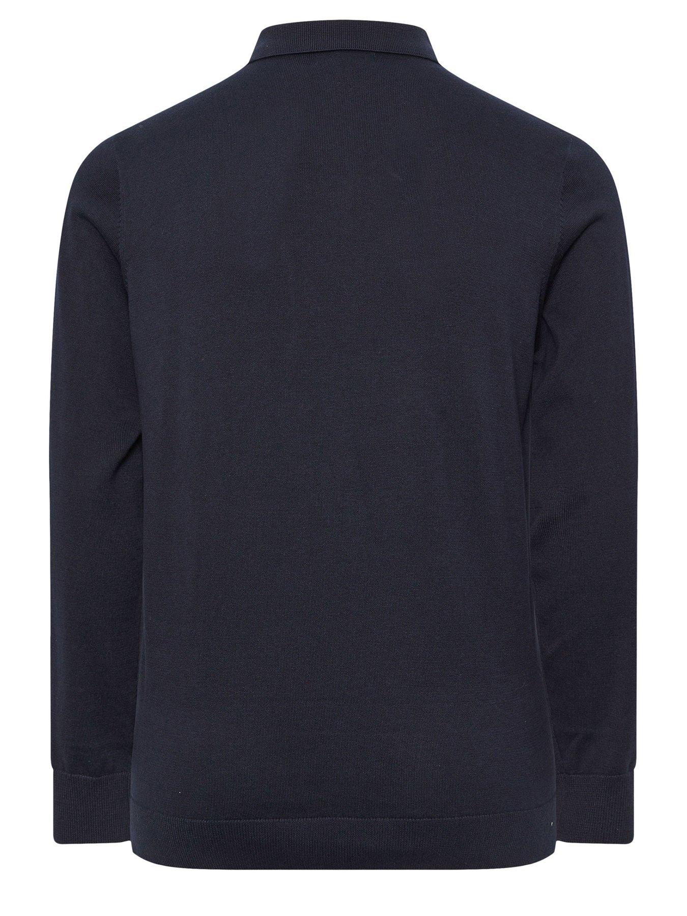 Image 2 of 3 of BadRhino Long Sleeve Knitted Polo Shirt - Blue