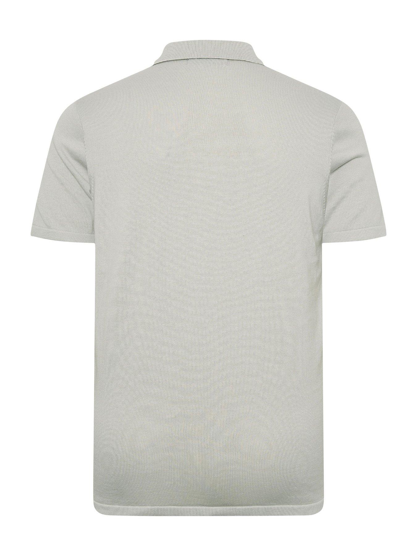 Image 2 of 3 of BadRhino Short Sleeve Knitted Zip Polo Shirt - Grey