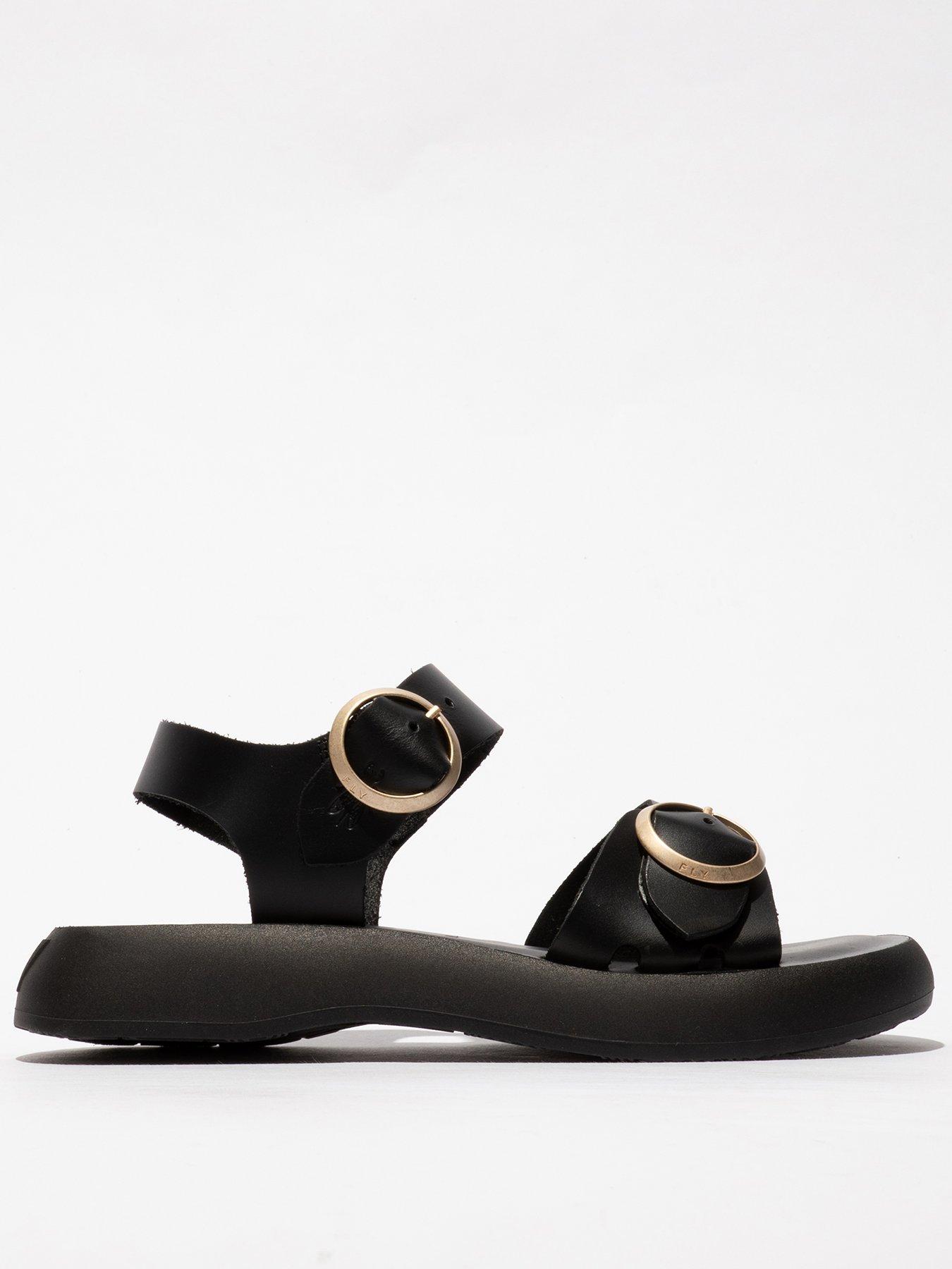 Image 1 of 4 of Fly London Bunk Buckle Strap Sandal - Black