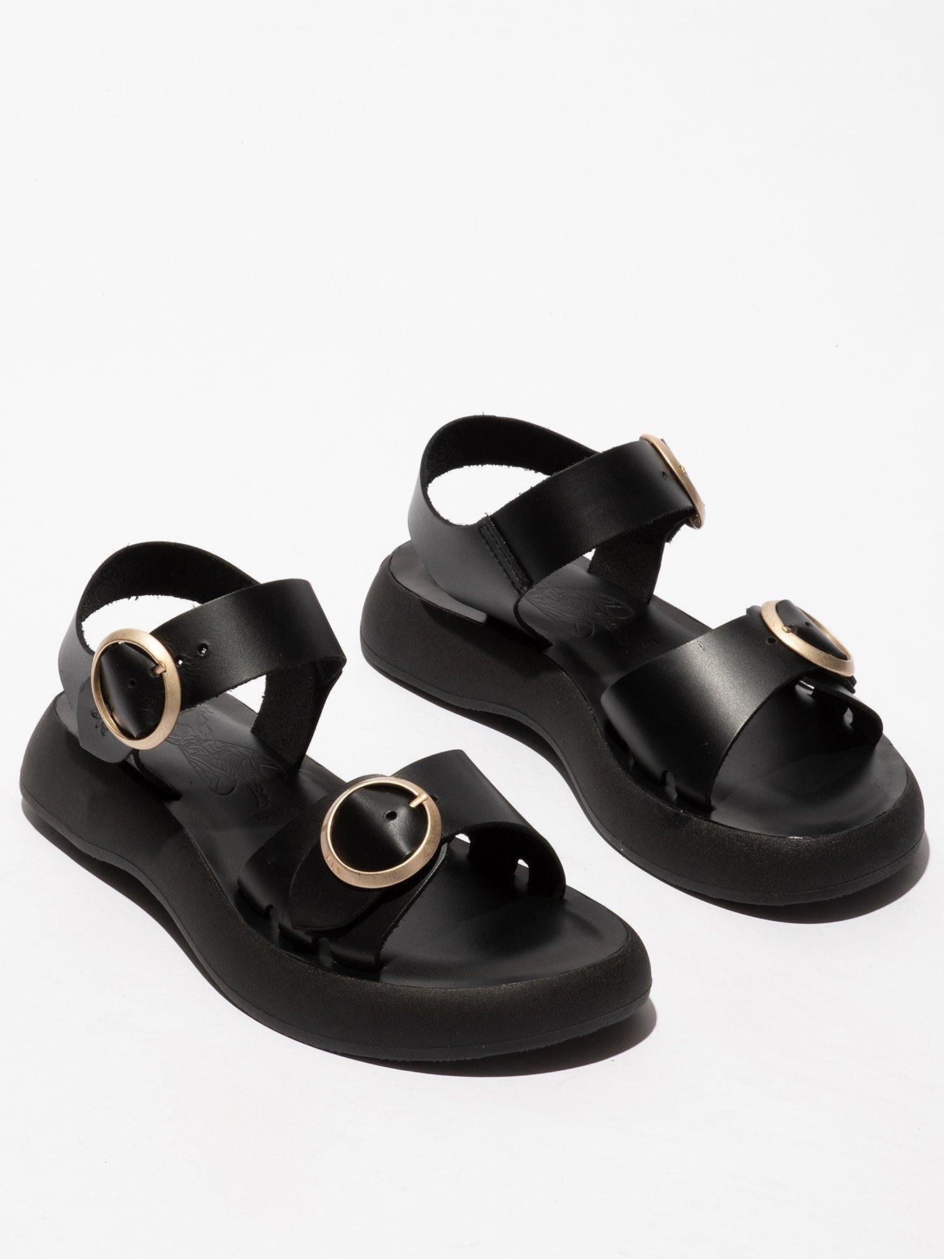 Image 2 of 4 of Fly London Bunk Buckle Strap Sandal - Black