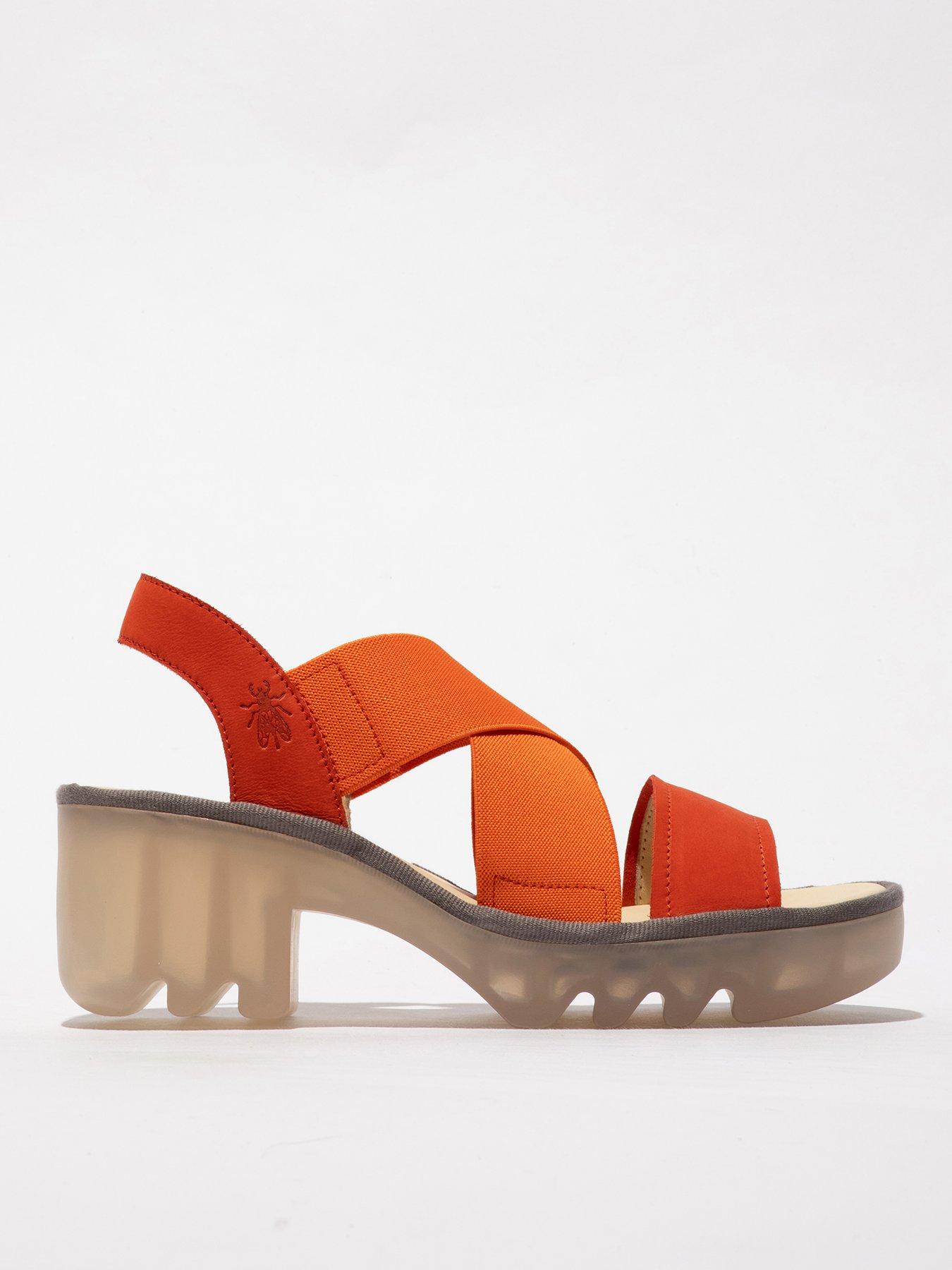 undefined Taji Leather Heeled Sandal - Orange