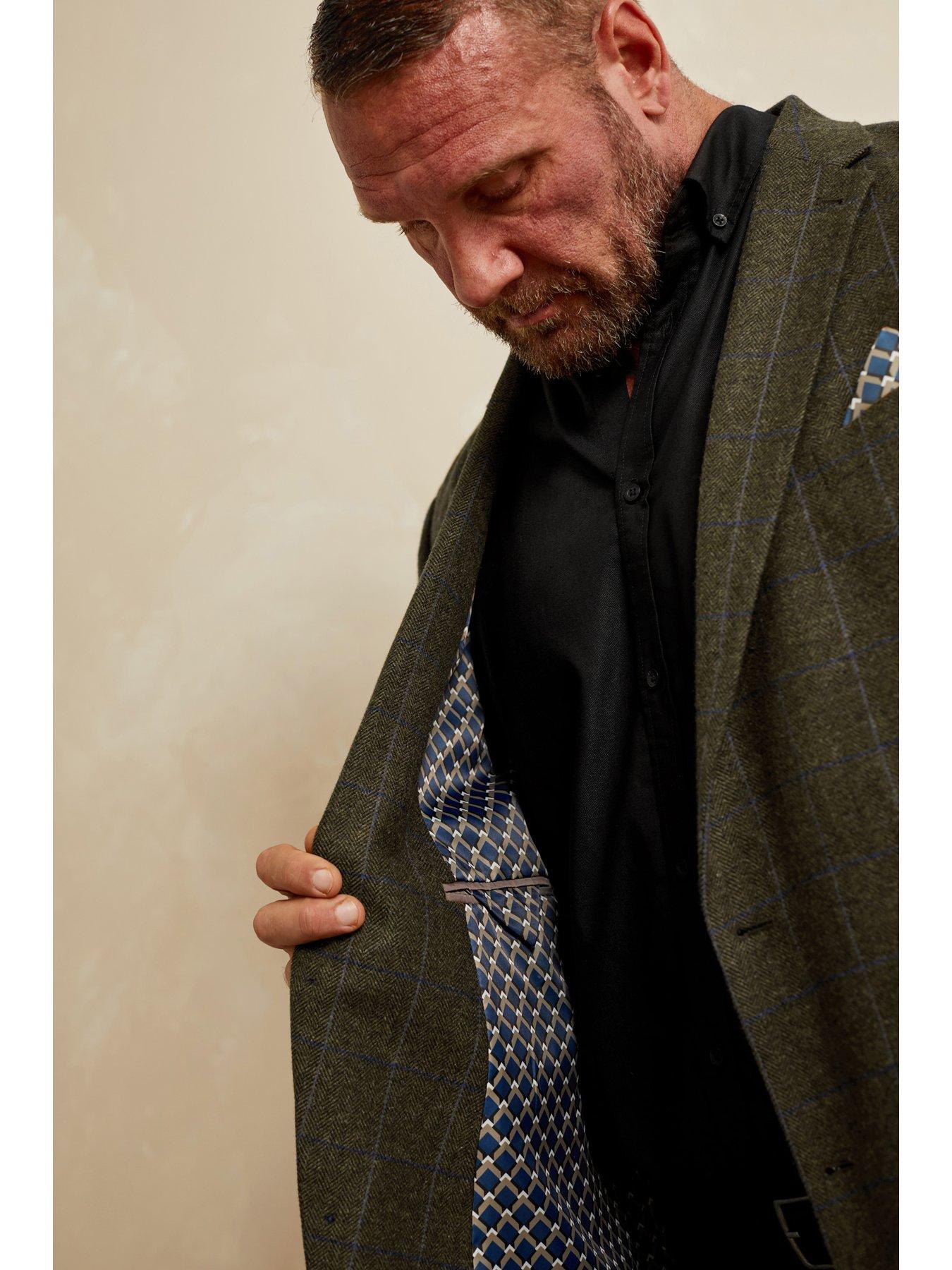Image 3 of 3 of BadRhino Checked Suit Jacket Short - Brown