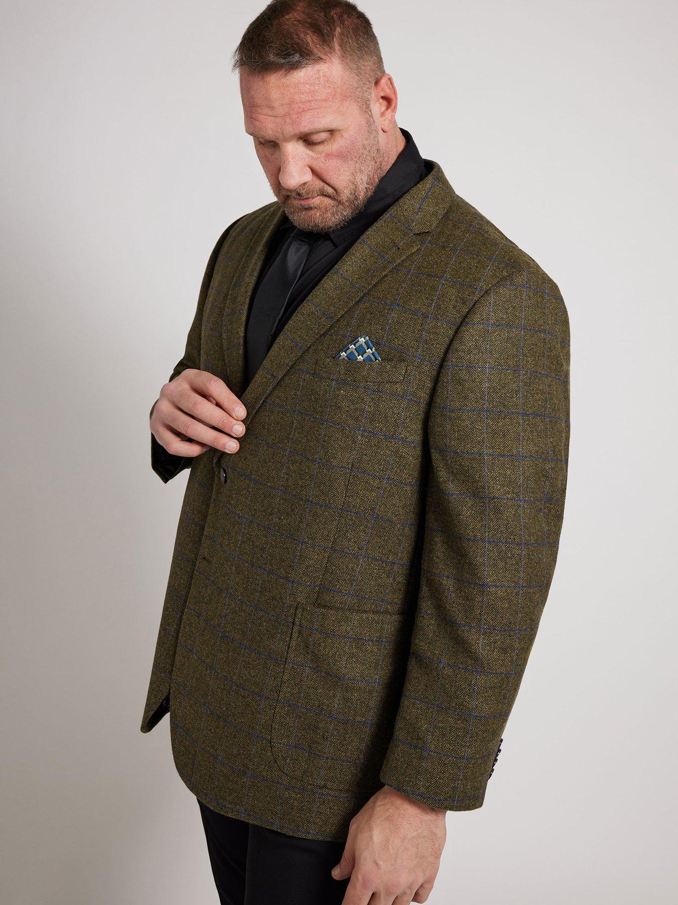 undefined Long Checked Suit Jacket - Brown