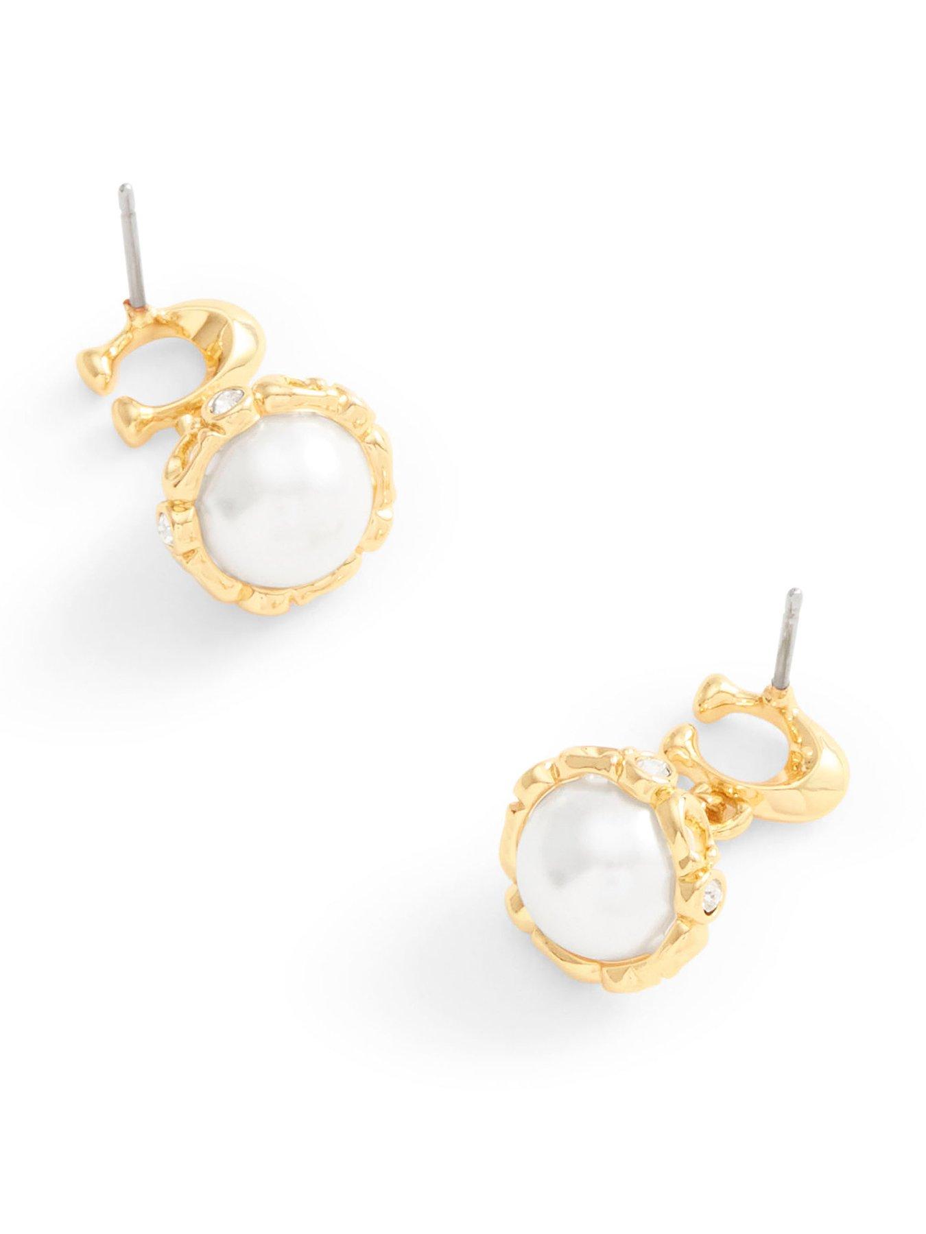 undefined Signature Pearl Orb Drop Earrings - Gold