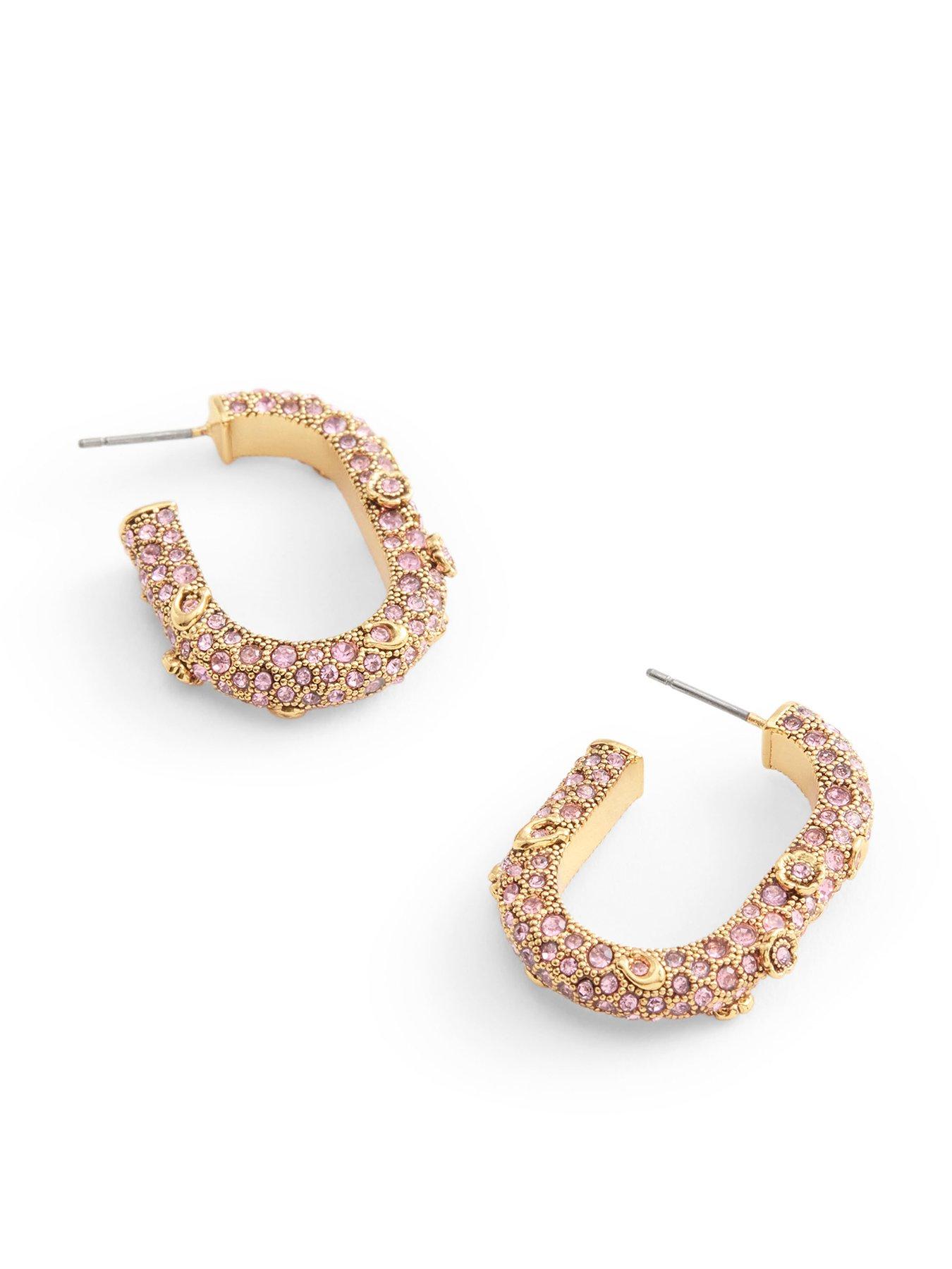 Product photograph of Coach Signature Pav Eacute Floral Hoop Earrings from very.co.uk