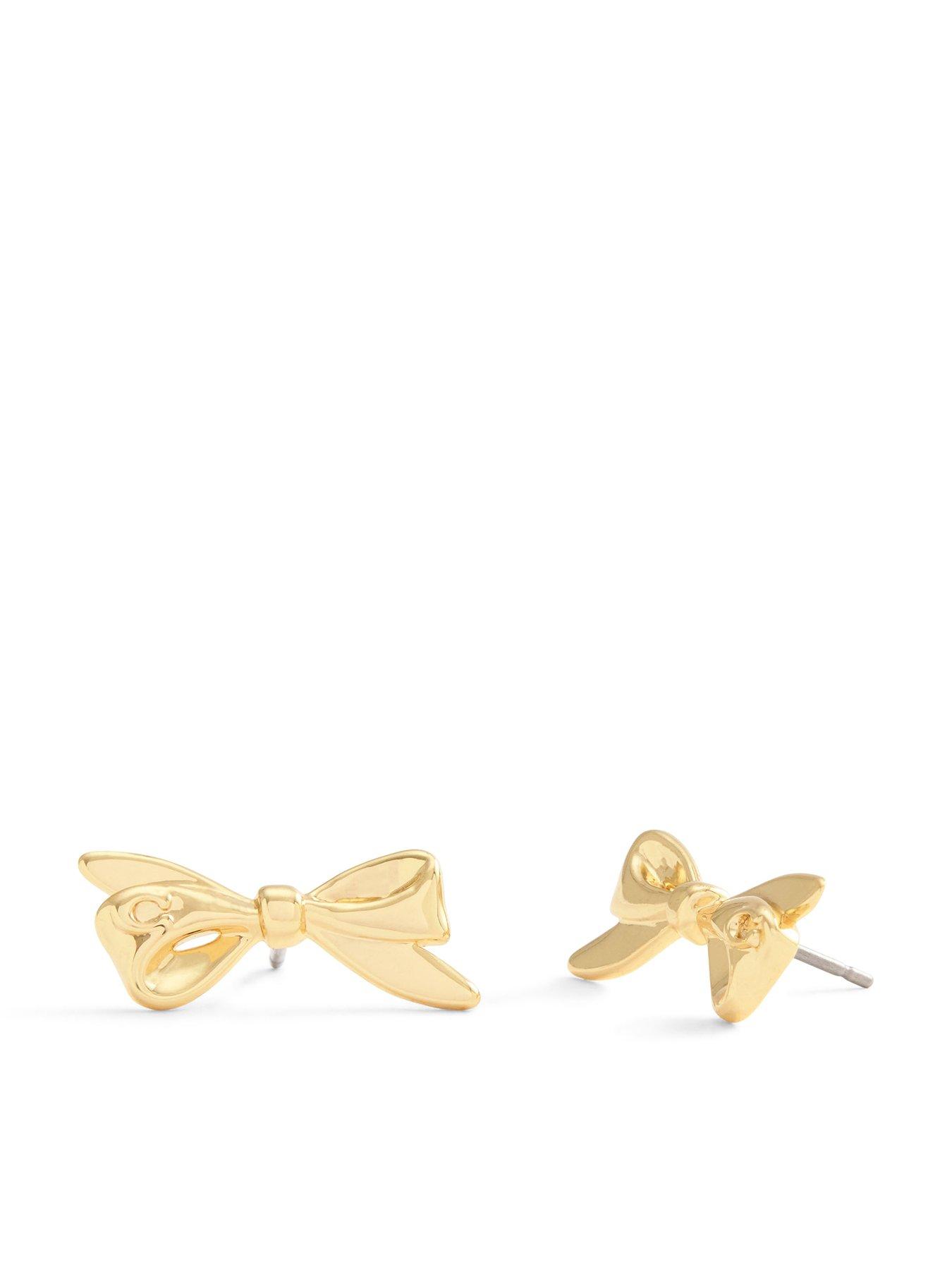 Product photograph of Coach Signature Bow Stud Earrings from very.co.uk