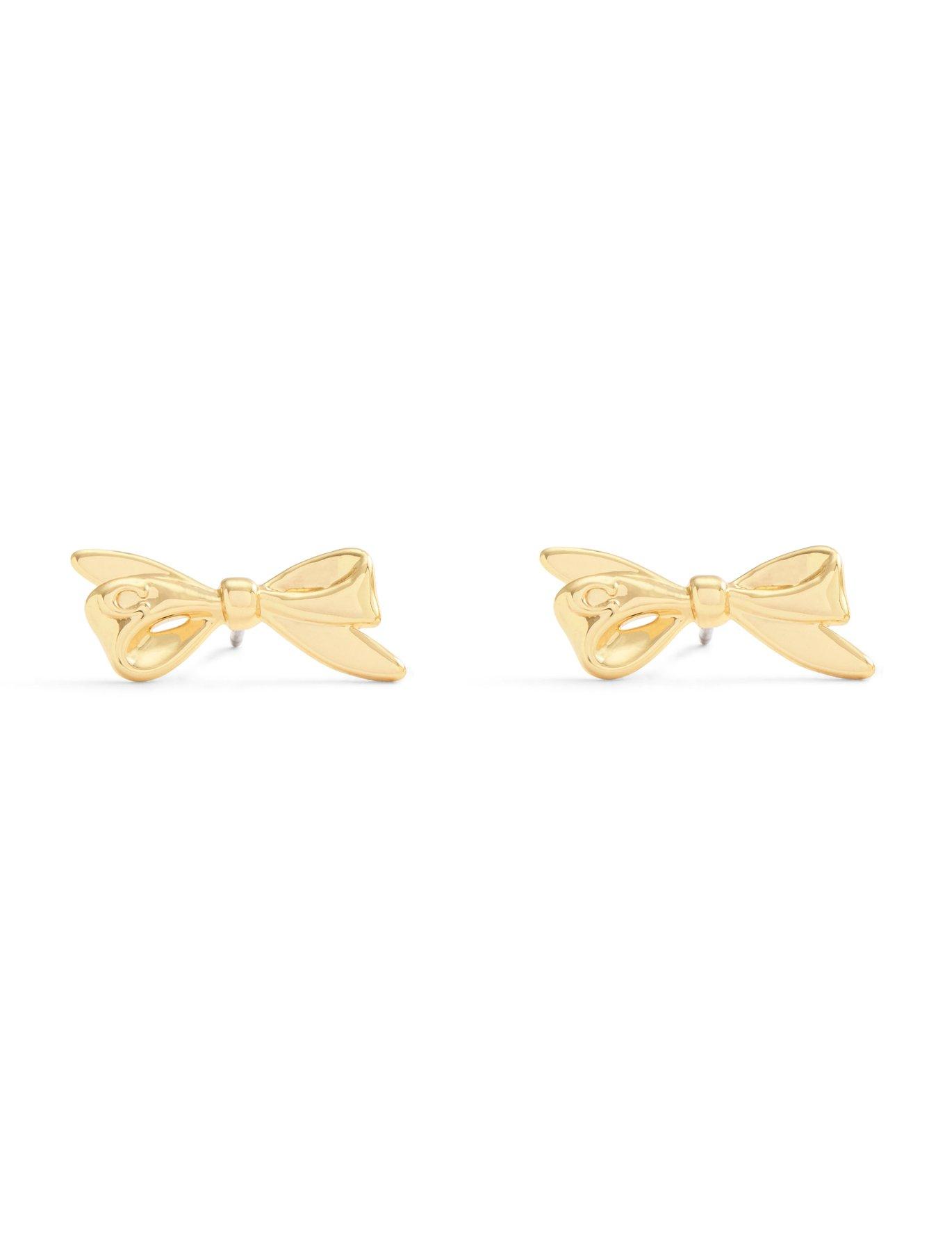 Image 3 of 3 of COACH Signature Bow Stud Earrings - Gold