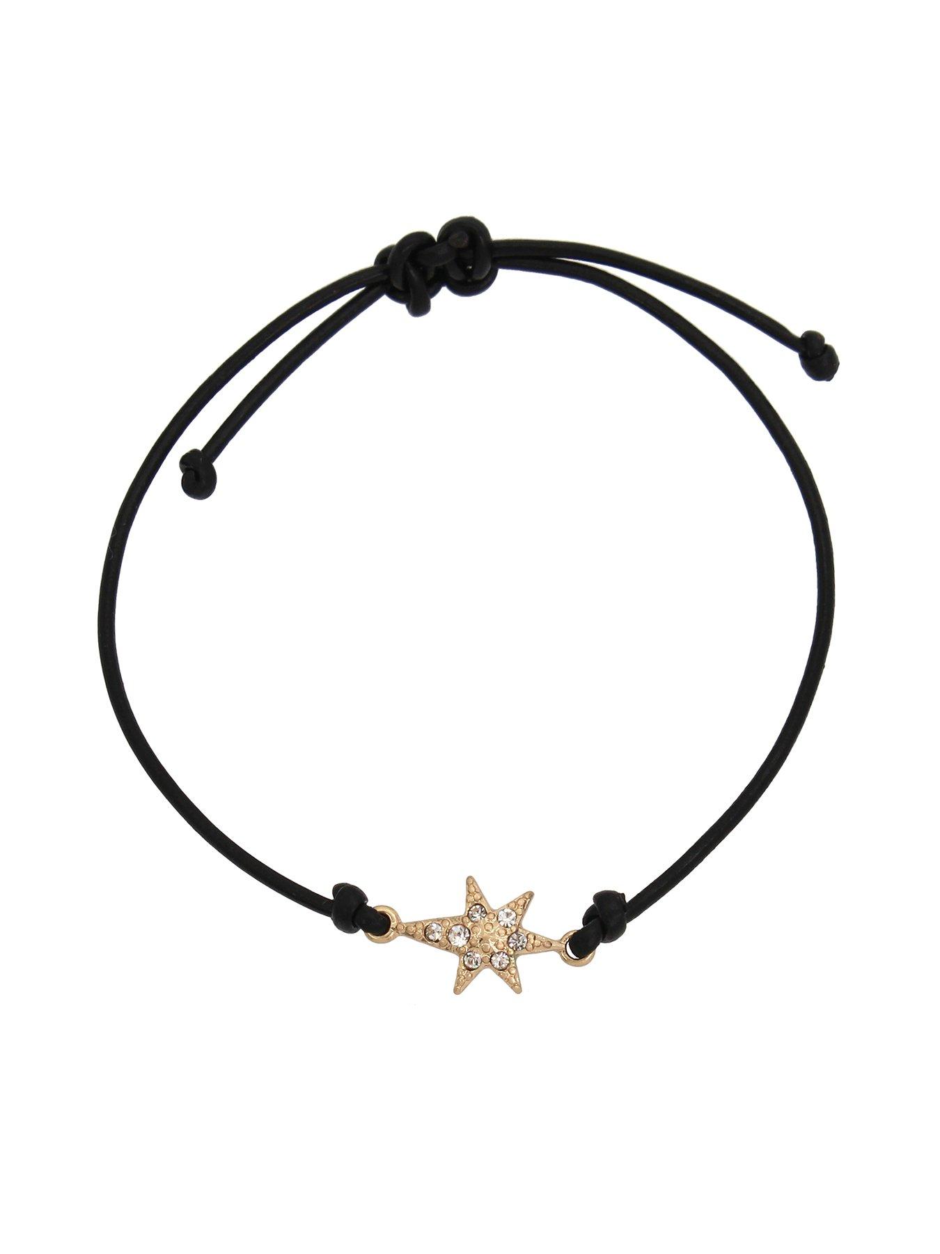 Product photograph of Allsaints Starburst Leather Slider Bracelet from very.co.uk