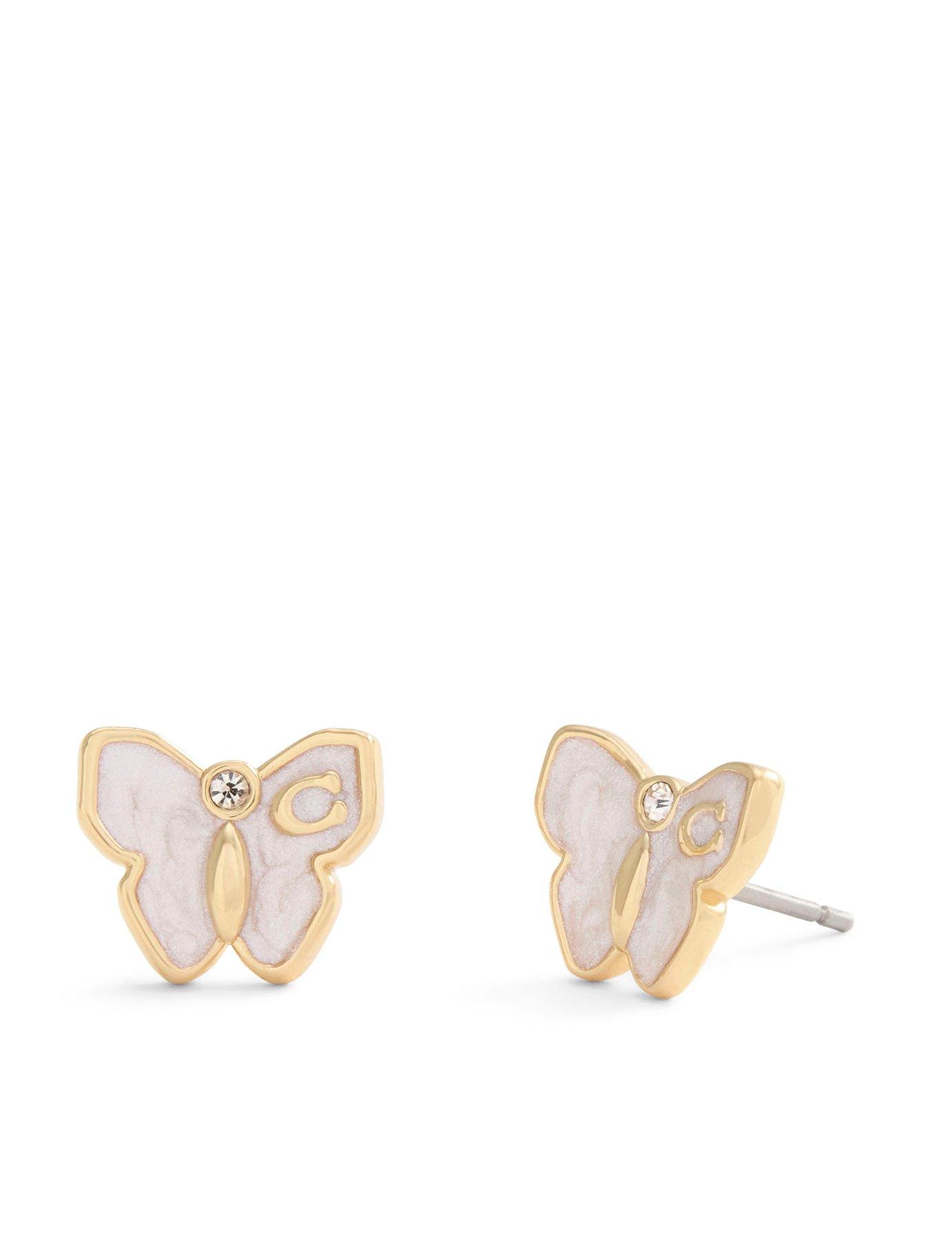 Product photograph of Coach Signature Butterfly Stud Earrings from very.co.uk