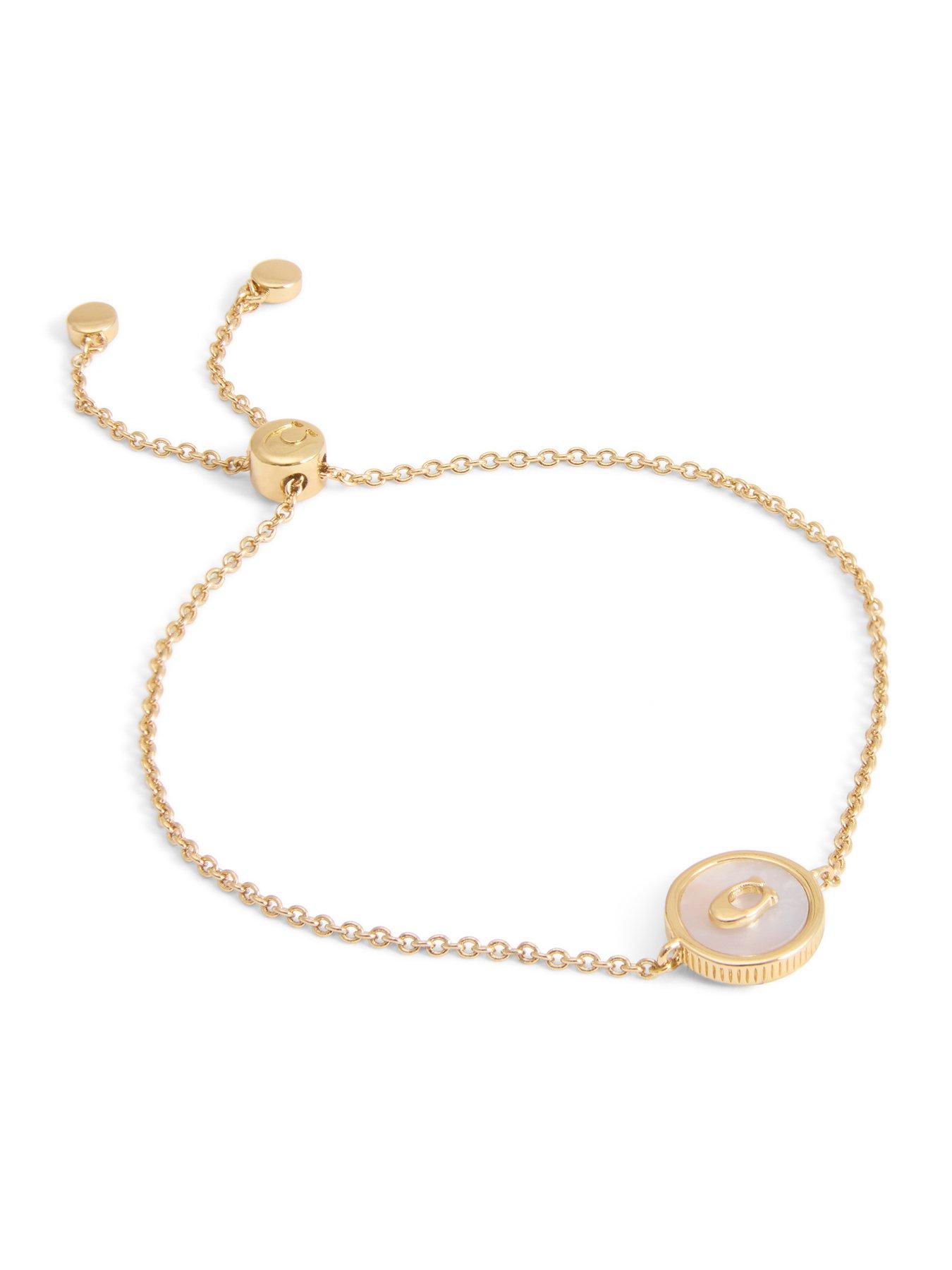 Image 2 of 3 of COACH Signature Mother Of Pearl Coin Slider Bracelet - Gold