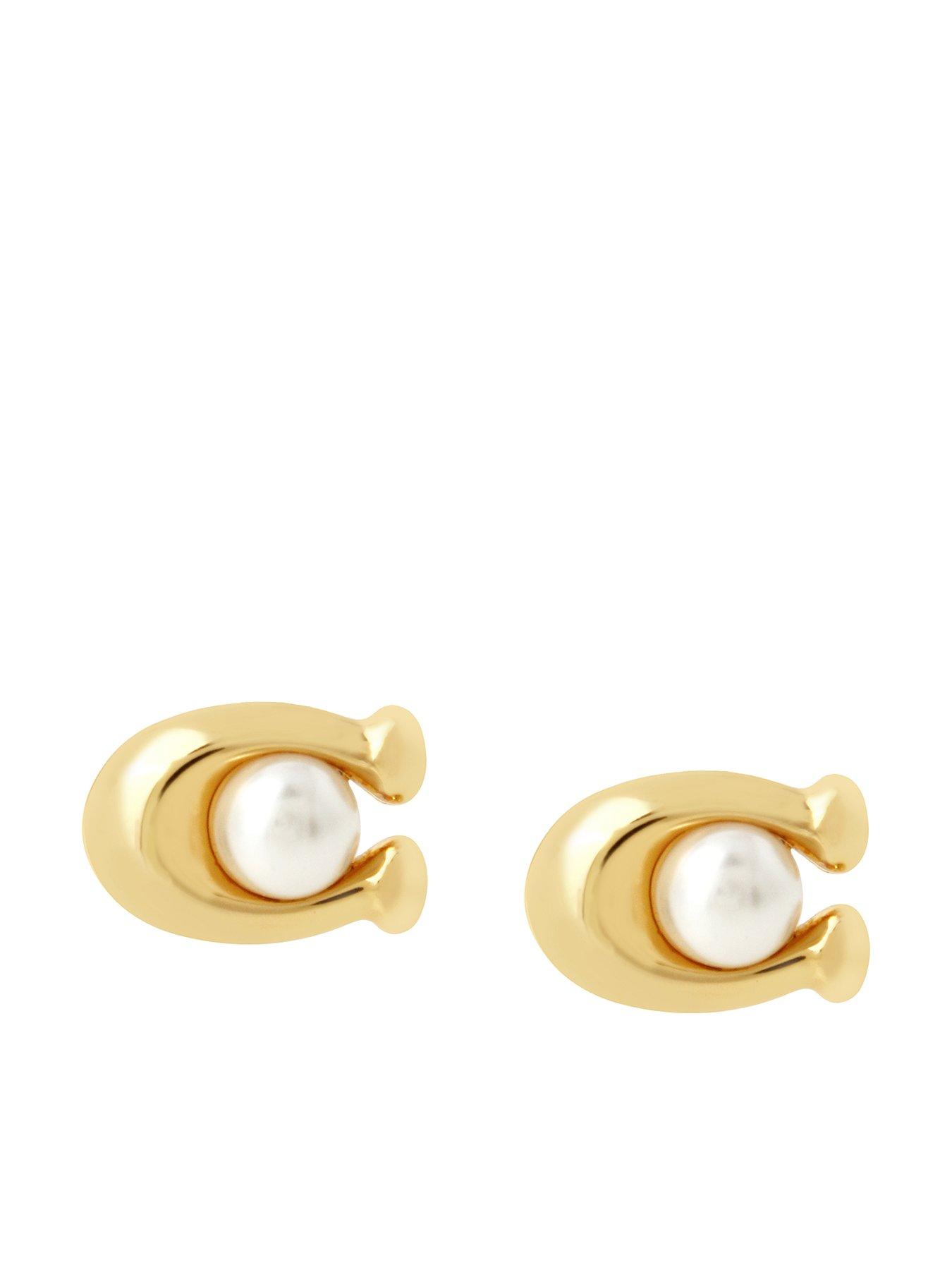 COACH Pearl Signature Stud Earrings