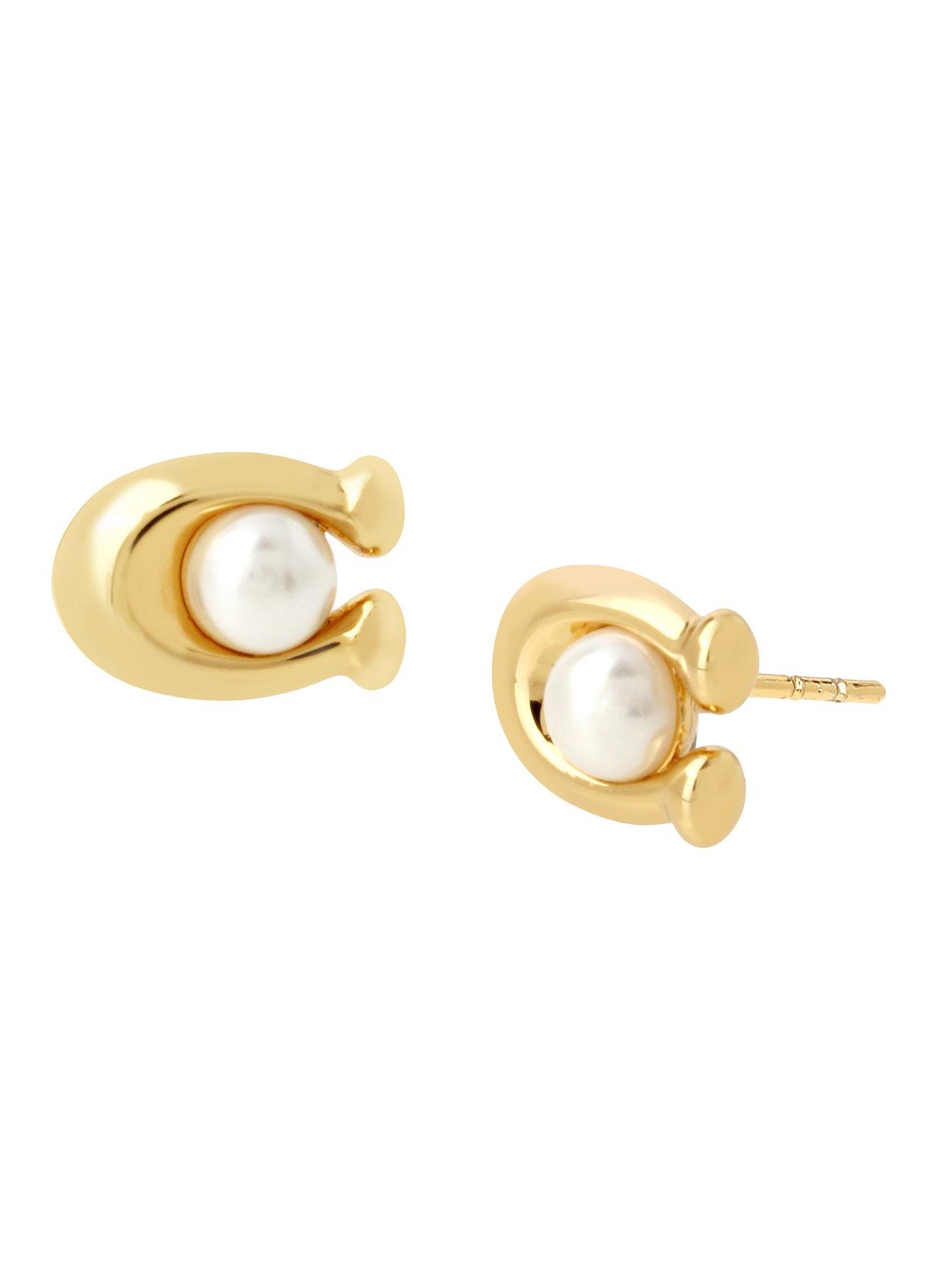Image 3 of 4 of COACH Pearl Signature Stud Earrings