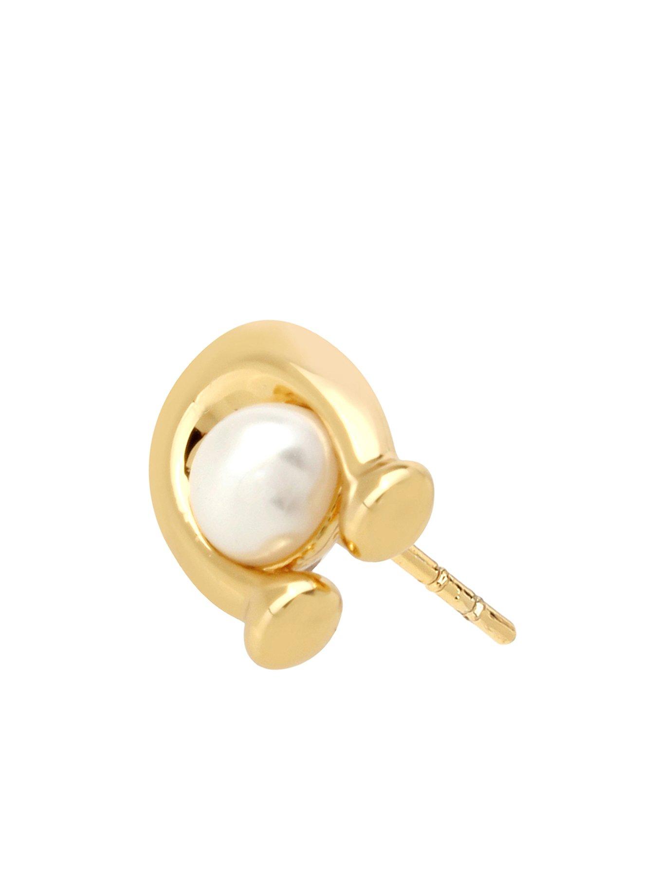 Image 4 of 4 of COACH Pearl Signature Stud Earrings
