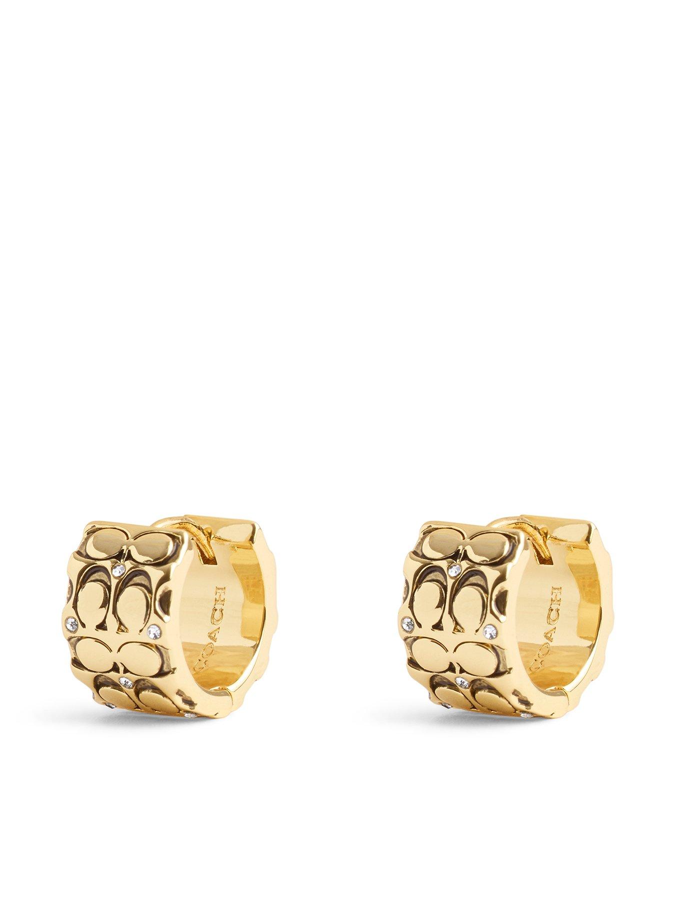 COACH Signature Quilted Huggie Earrings