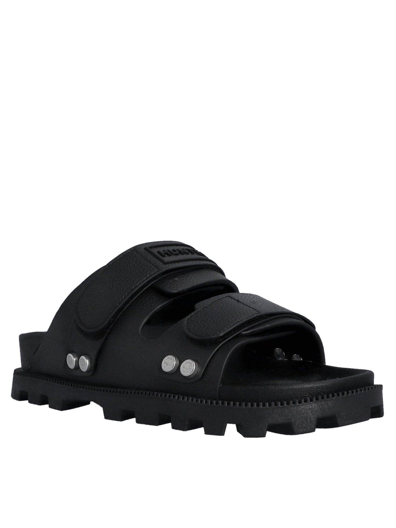 Hunter Vegan Synthetic Leather Sandals - Black