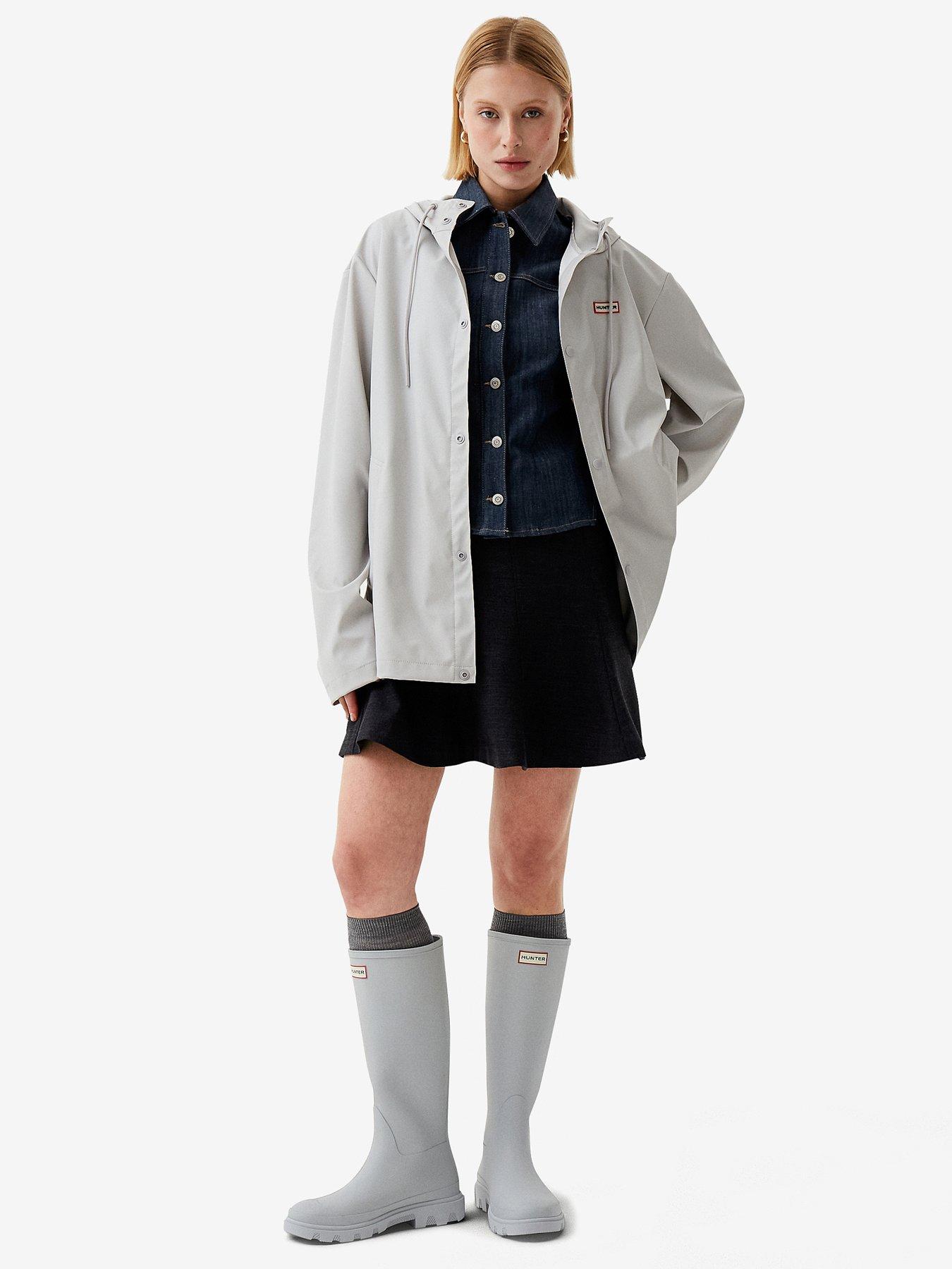Image 2 of 3 of Hunter Izzy Pu Hooded Jacket - Grey