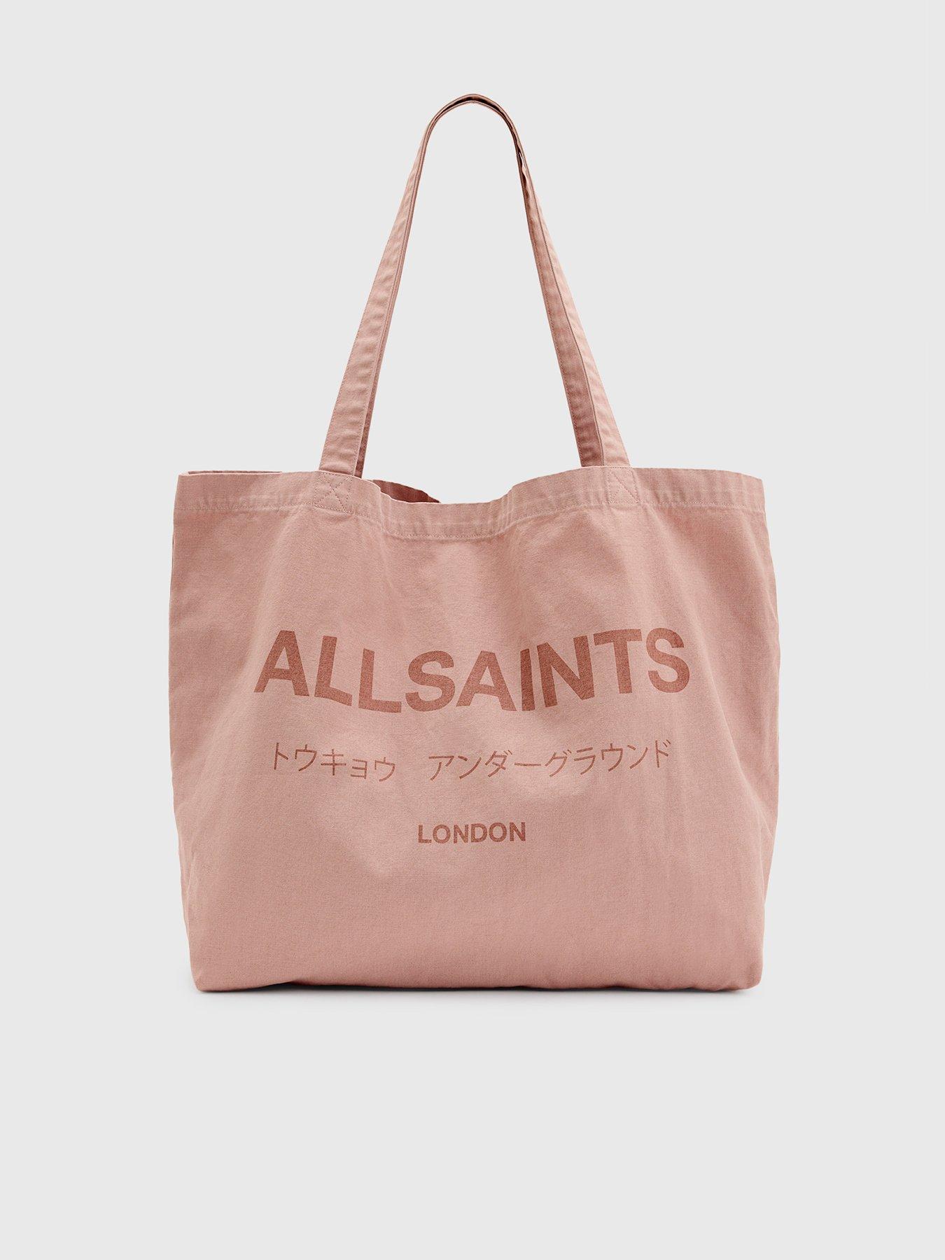 AllSaints: Underground Logo Printed Tote Bag - Pink