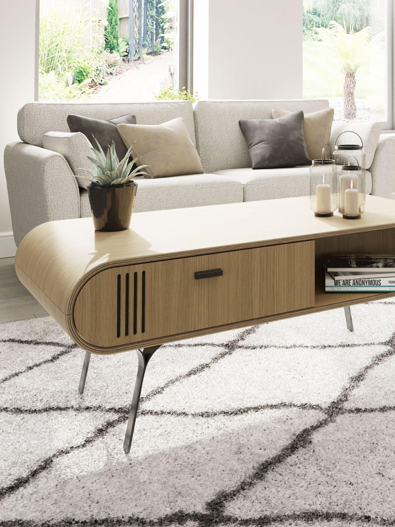 Product photograph of Jual Milano Real Wood Veneer Coffee Table - Oak from very.co.uk