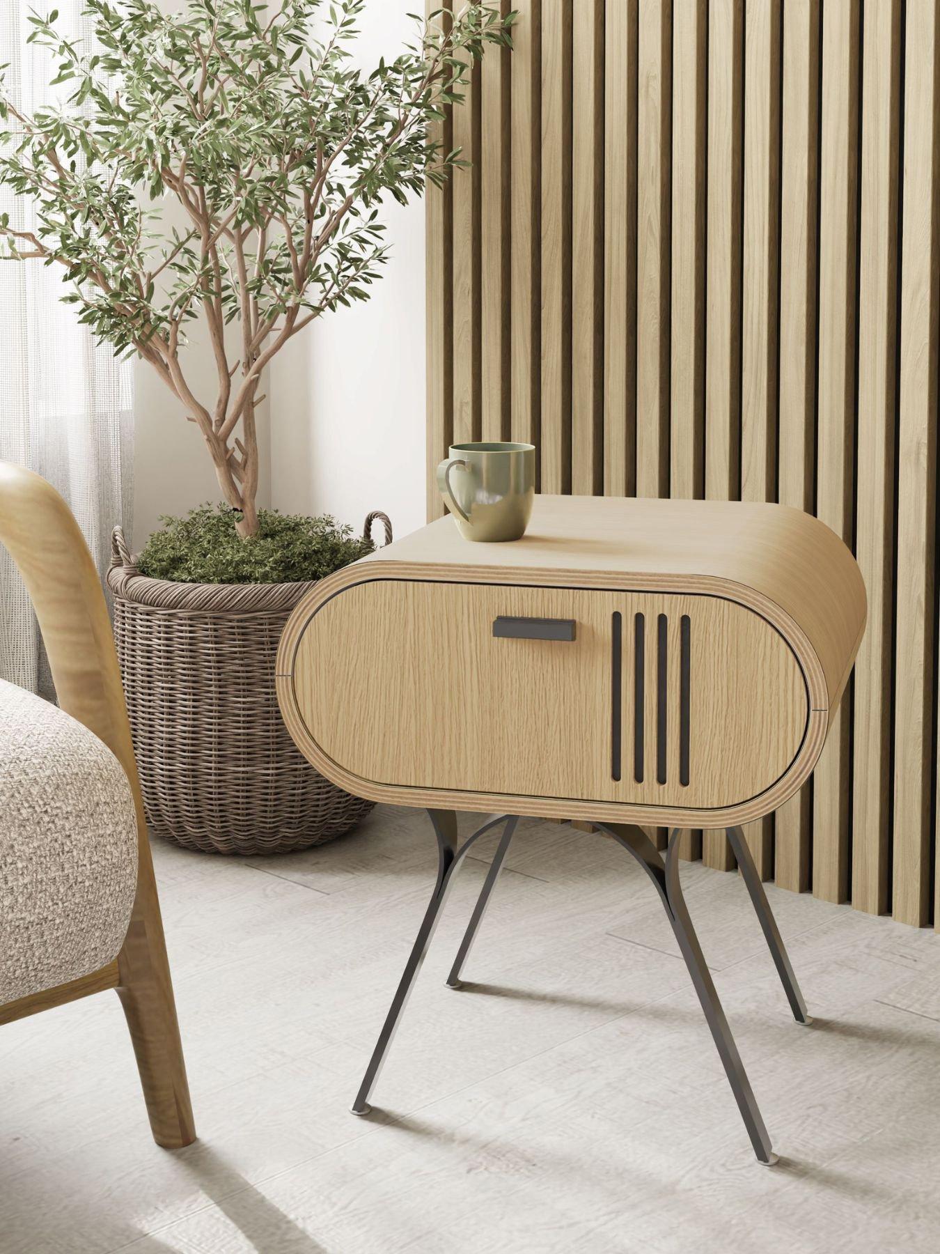 undefined Milano Real Wood Veneer Side Table  - Real Wood Oak Veneer