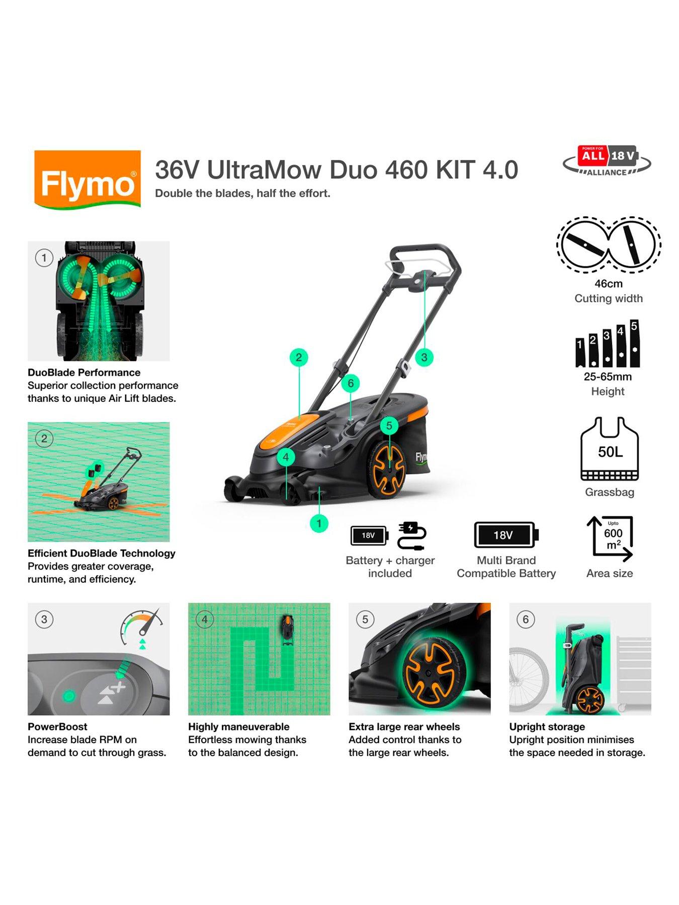 Image 2 of 7 of Flymo 36V UltraMow Duo 460 Cordless Lawnmower