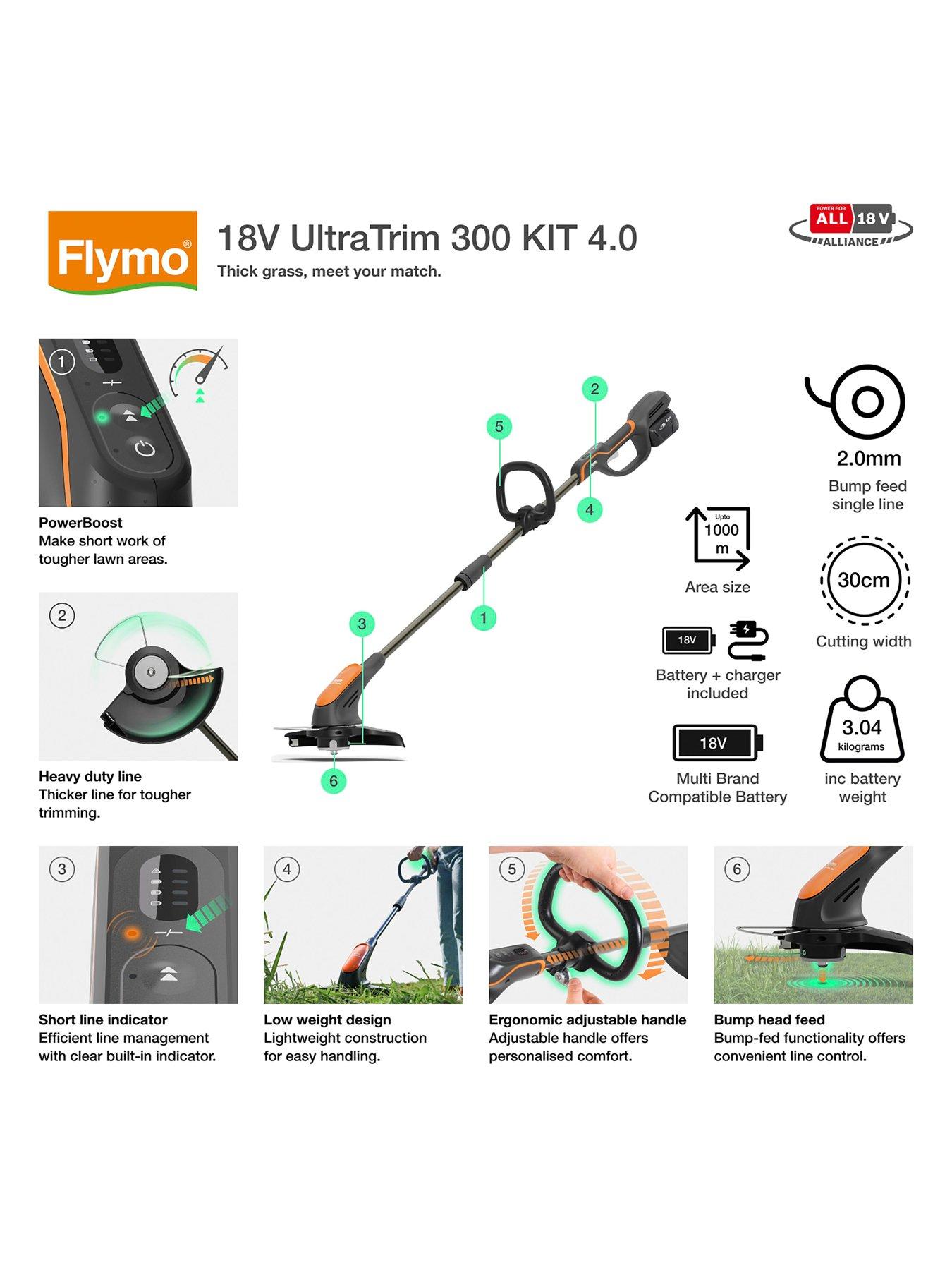 Image 2 of 7 of Flymo 18V UltraTrim 300 Cordless Grass Trimmer