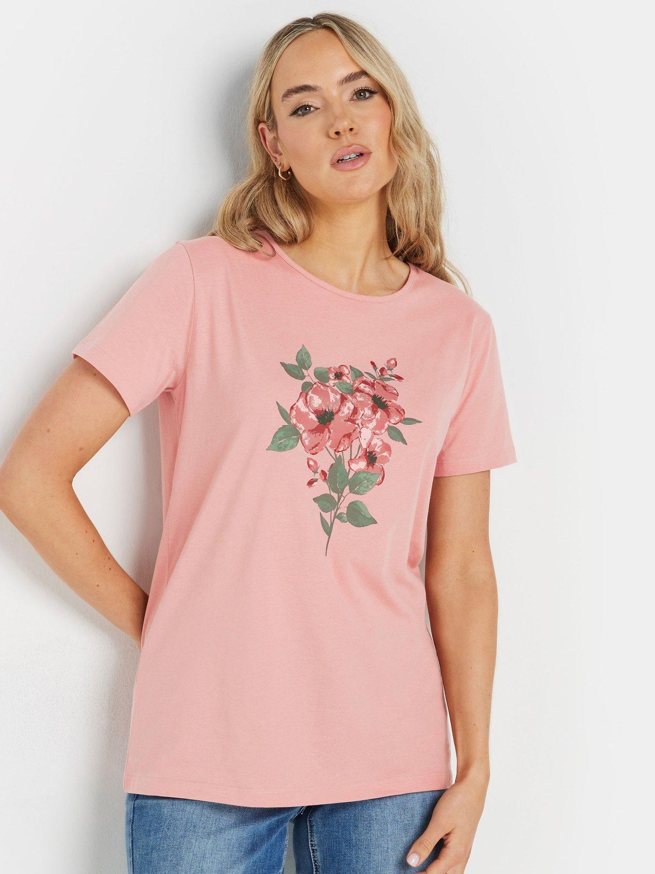 undefined Placement Print T-Shirt - Pink