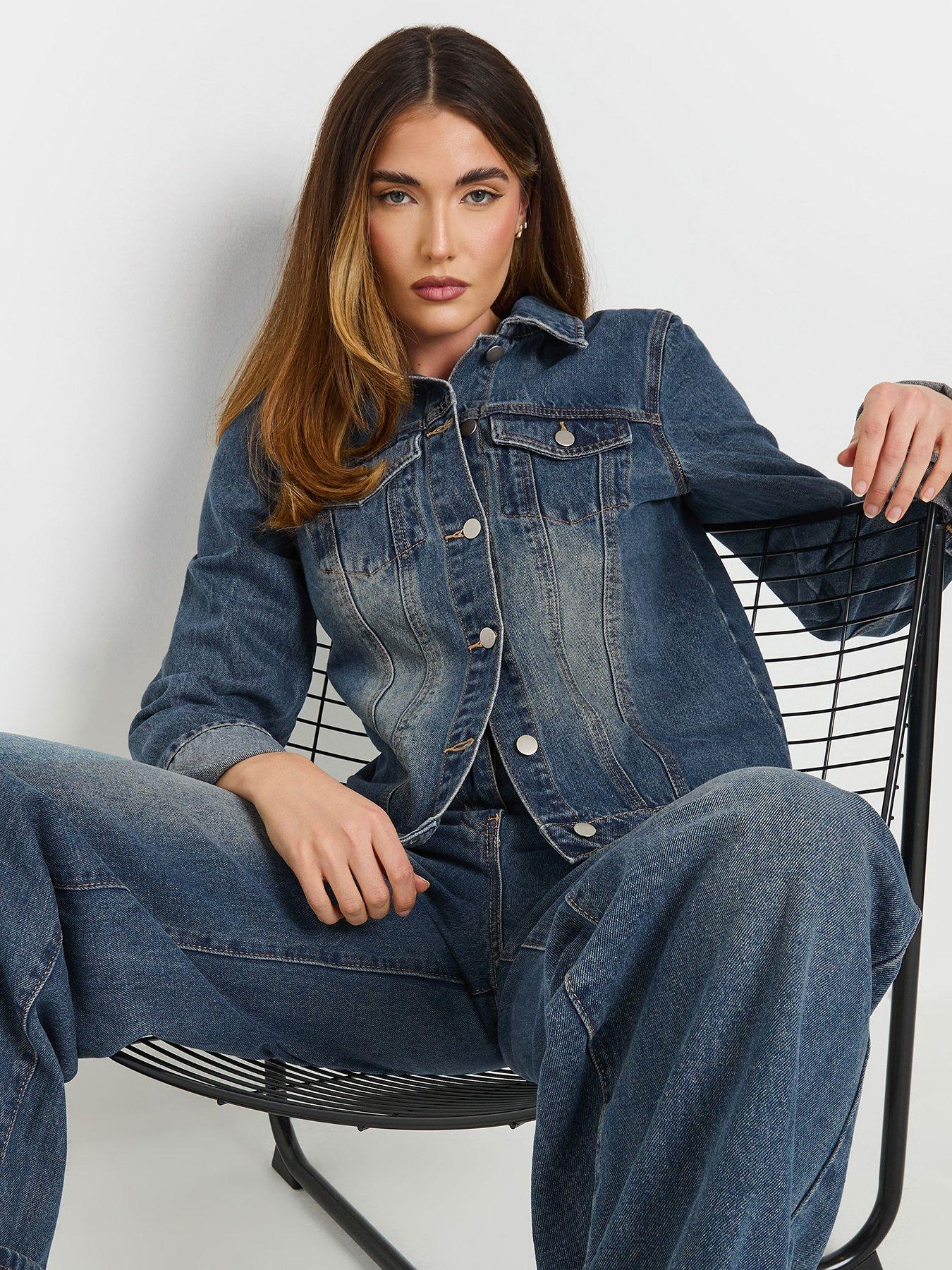 undefined Wide Sleeve Denim Jacket - Blue
