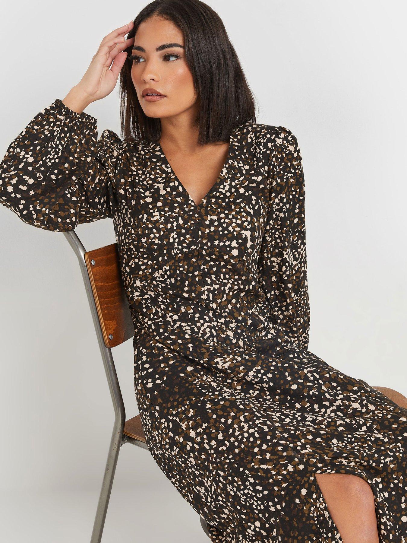 Image 4 of 4 of PixieGirl Petite Midi Tea Dress - Brown