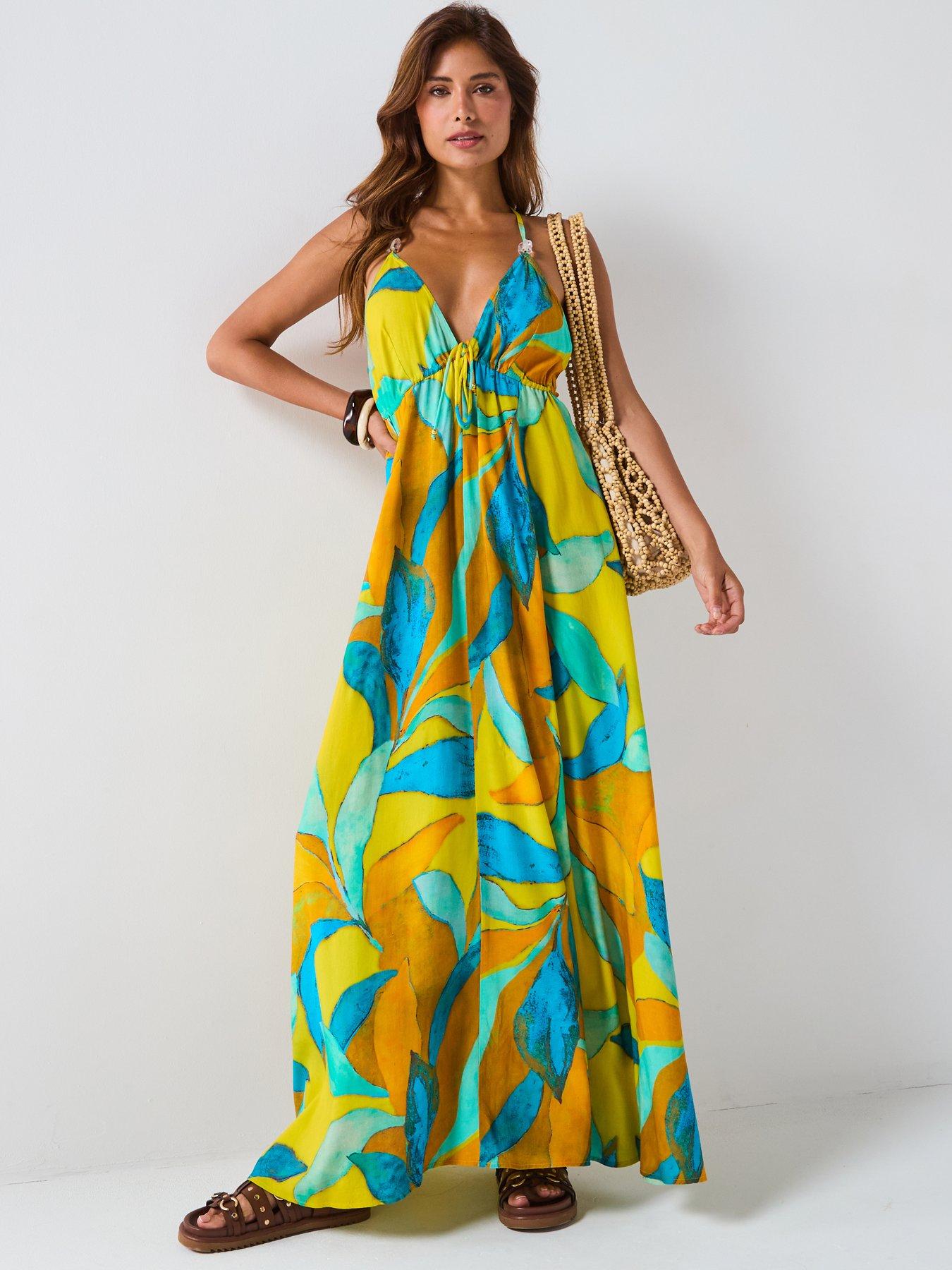 V by Very: Beaded Maxi Beach Dress - Multi